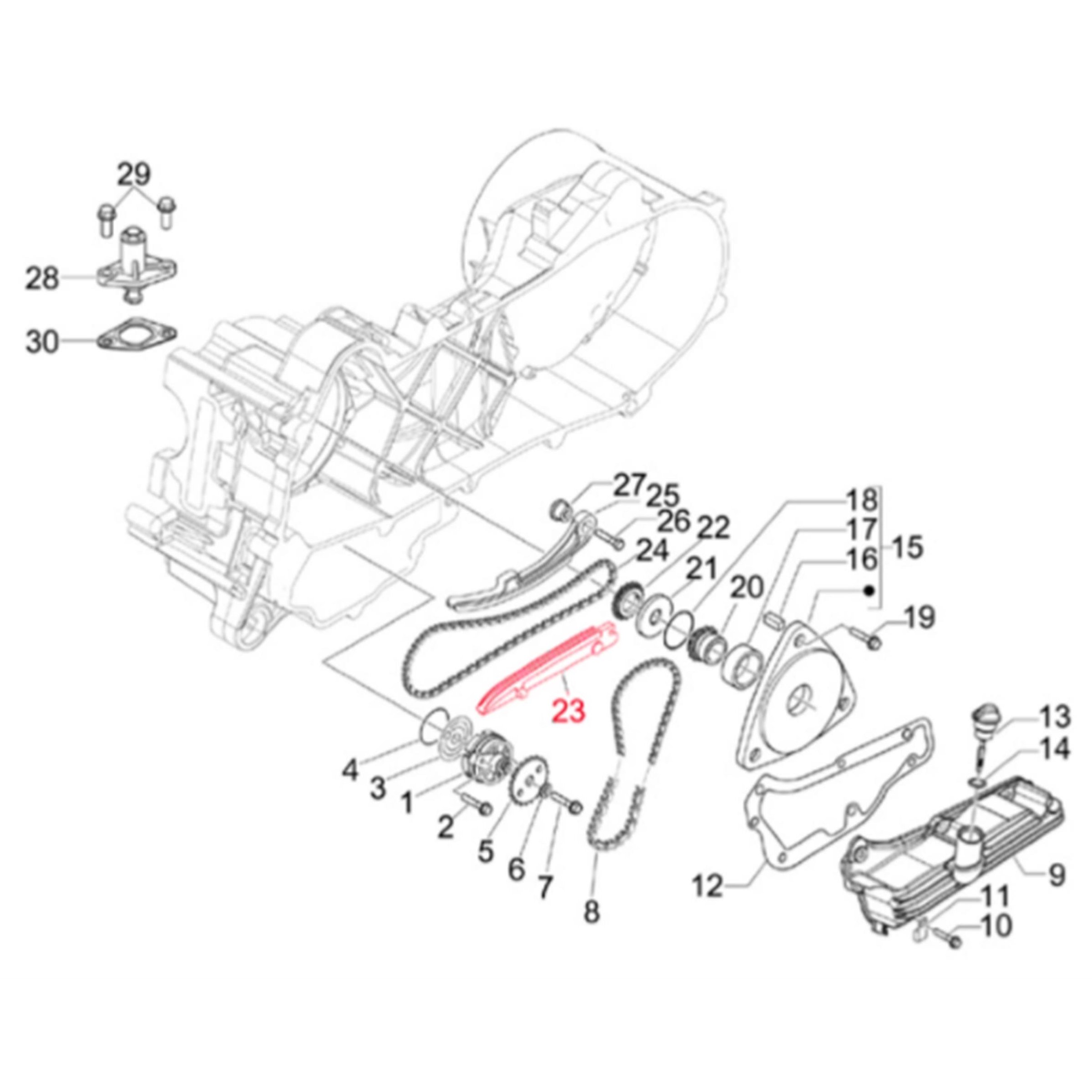 Image of Führungsschiene, Steuerkette für Vespa ET4/LX/S/Primavera/Sprint 50ccm 4T AC 4-Ventil für Vespa ET4/LX/S/Primavera/Sprint 50ccm 4T AC 4-Ventil