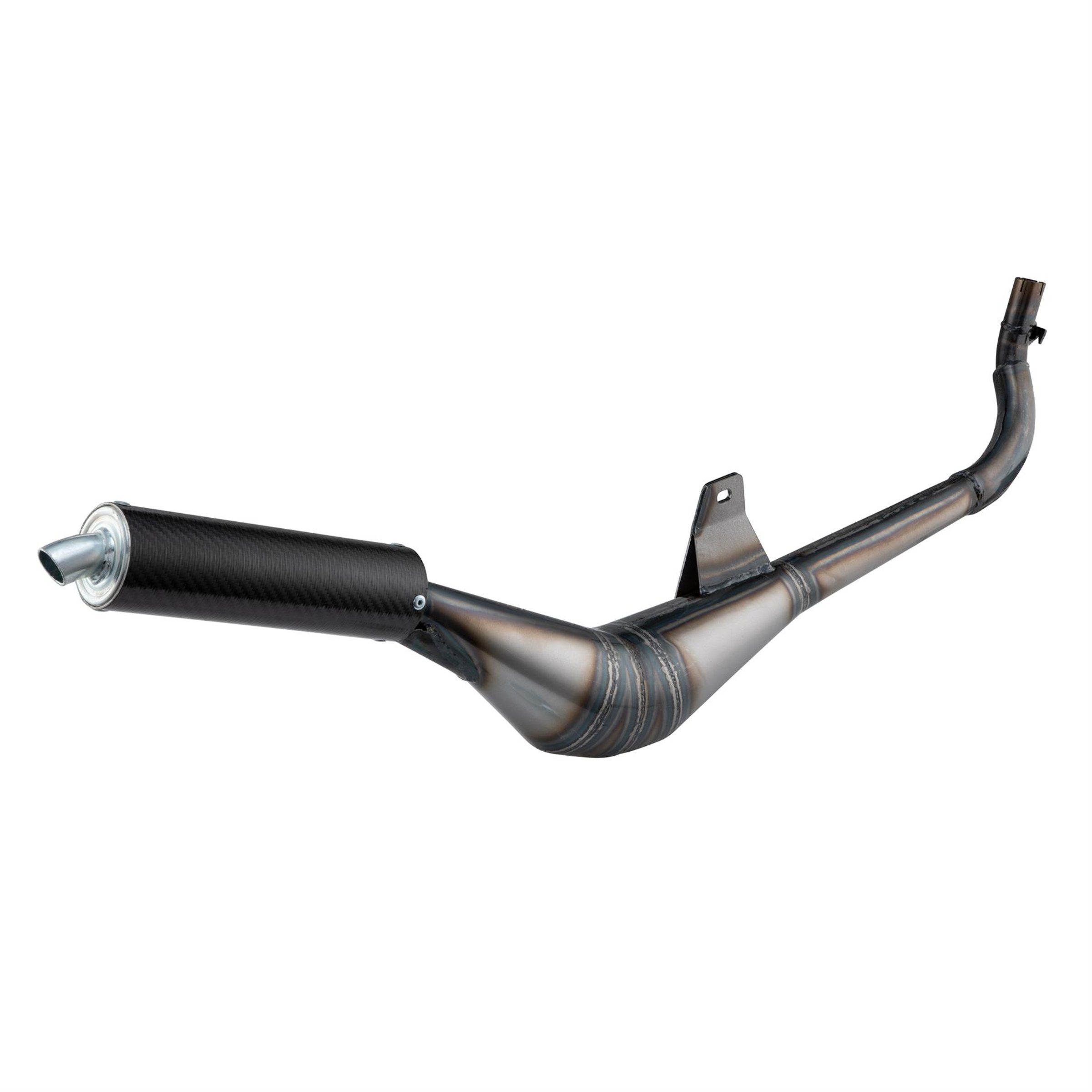 Image of Rennauspuff SIMONINI Calibrata, Material: Stahl klarlackiert, Dämpfer: Carbon Farbe (ESD): carbon für PIAGGIO Ciao/Boxer/Bravo 50ccm 2T AC für PIAGGIO Ciao/Boxer/Bravo 50ccm 2T AC