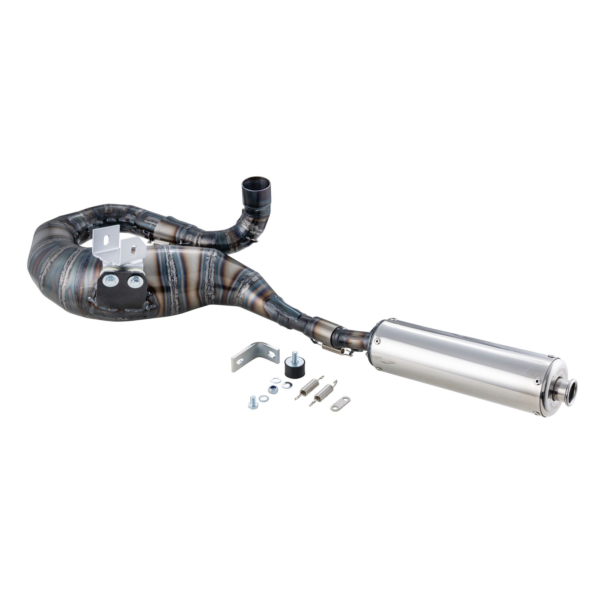 Image of Rennauspuff SIP Performance 2.0, Material: Stahl klarlackiert, Dämpfer: Edelstahl Farbe (ESD): silber für Vespa 200 Rally/P200E/PX200 E/Lusso/'98/MY/Cosa 1 200 für Vespa 200 Rally/P200E/PX200 E/Lusso/'98/MY/Cosa 1 200