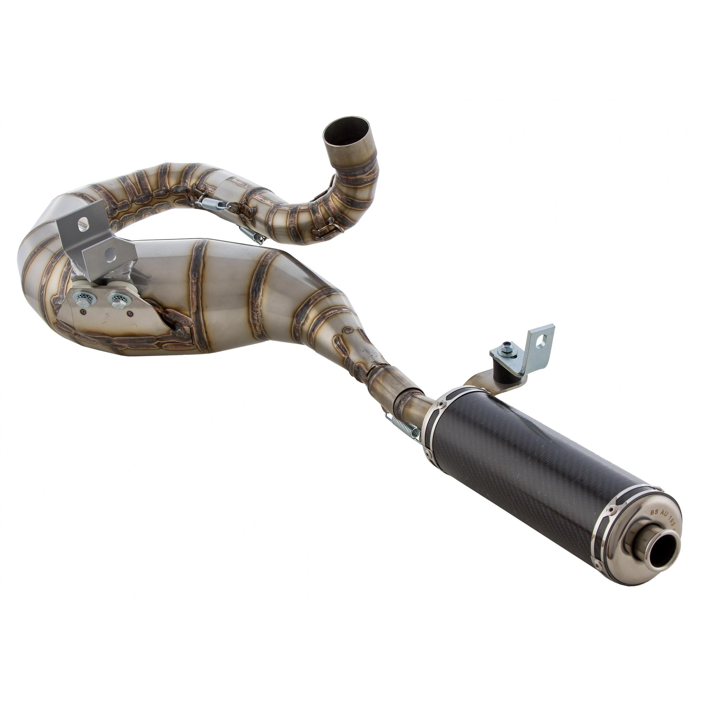 Image of Rennauspuff SIP Performance 2.0, Material: Edelstahl unlackiert, Dämpfer: Carbon Farbe (ESD): carbon für Vespa 200 Rally/P200E/PX200 E/Lusso/'98/MY/Cosa 1 200 für Vespa 200 Rally/P200E/PX200 E/Lusso/'98/MY/Cosa 1 200