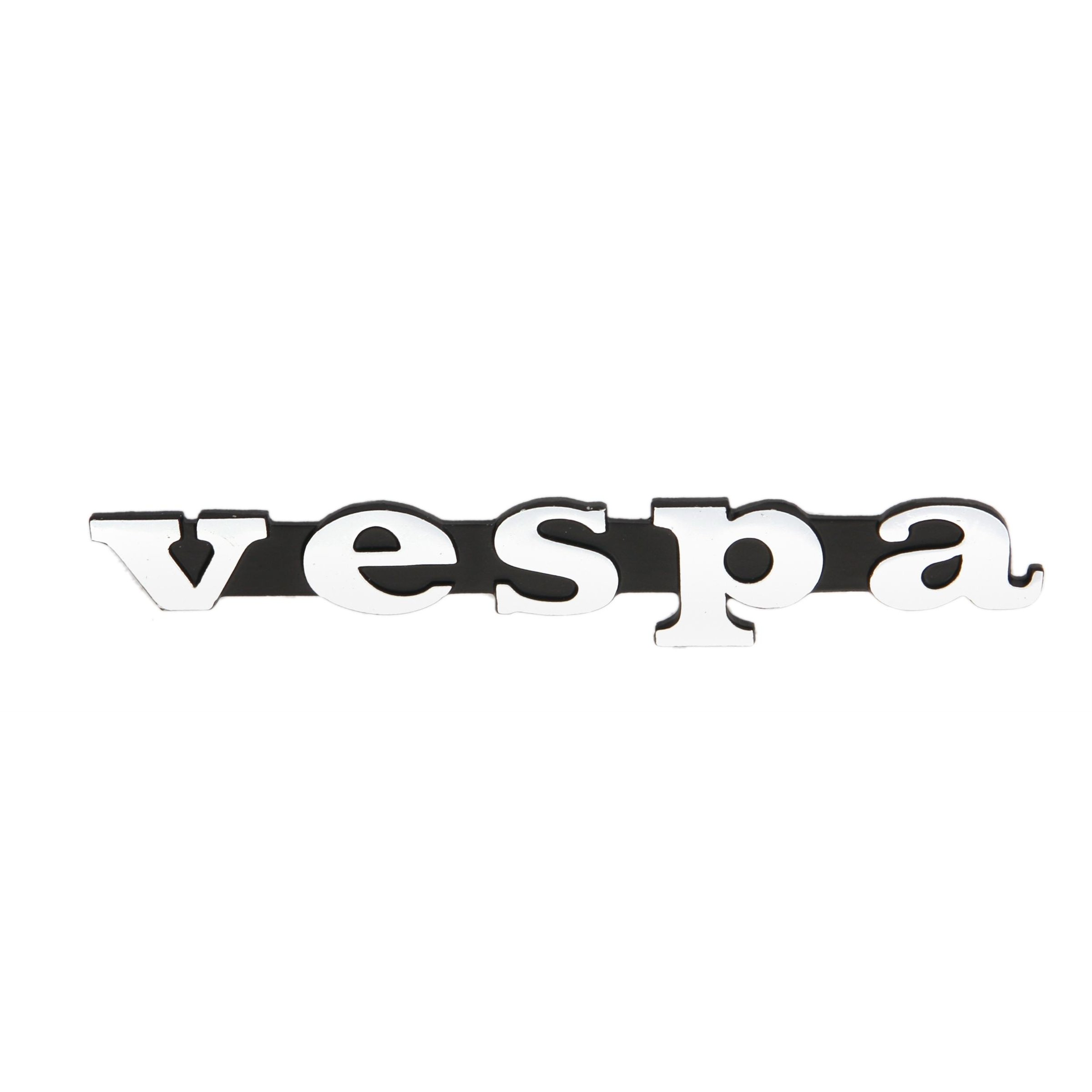 Image of Schriftzug "Vespa" Beinschild vorne 152541 für Vespa 50 R V5A1T 828604 ->/S V5SA1T 57178 ->/Special V5B1T 38640 ->/V5B2T 1869 ->/V5B3T/V5B4T/90 V9A1T 77967->/100/125 PV VMA2T 073489 ->/ET3 für Vespa 50 R V5A1T 828604 ->/S V5SA1T 57178 ->/Special V5B1T 386