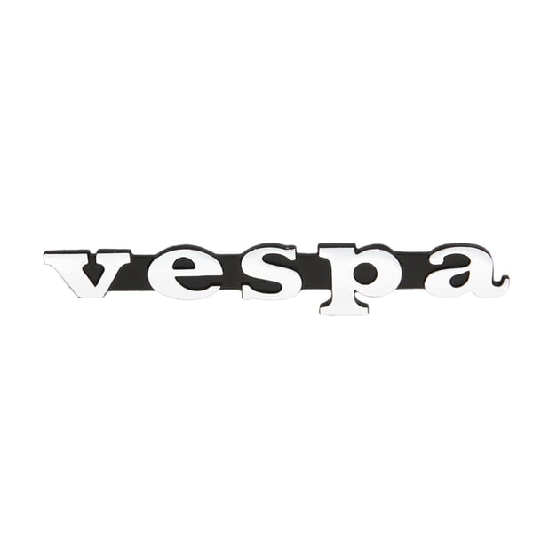 Image of Schriftzug "Vespa" Beinschild vorne 152541 für Vespa 50 R V5A1T 828604 ->/S V5SA1T 57178 ->/Special V5B1T 38640 ->/V5B2T 1869 ->/V5B3T/V5B4T/90 V9A1T 77967->/100/125 PV VMA2T 073489 ->/ET3