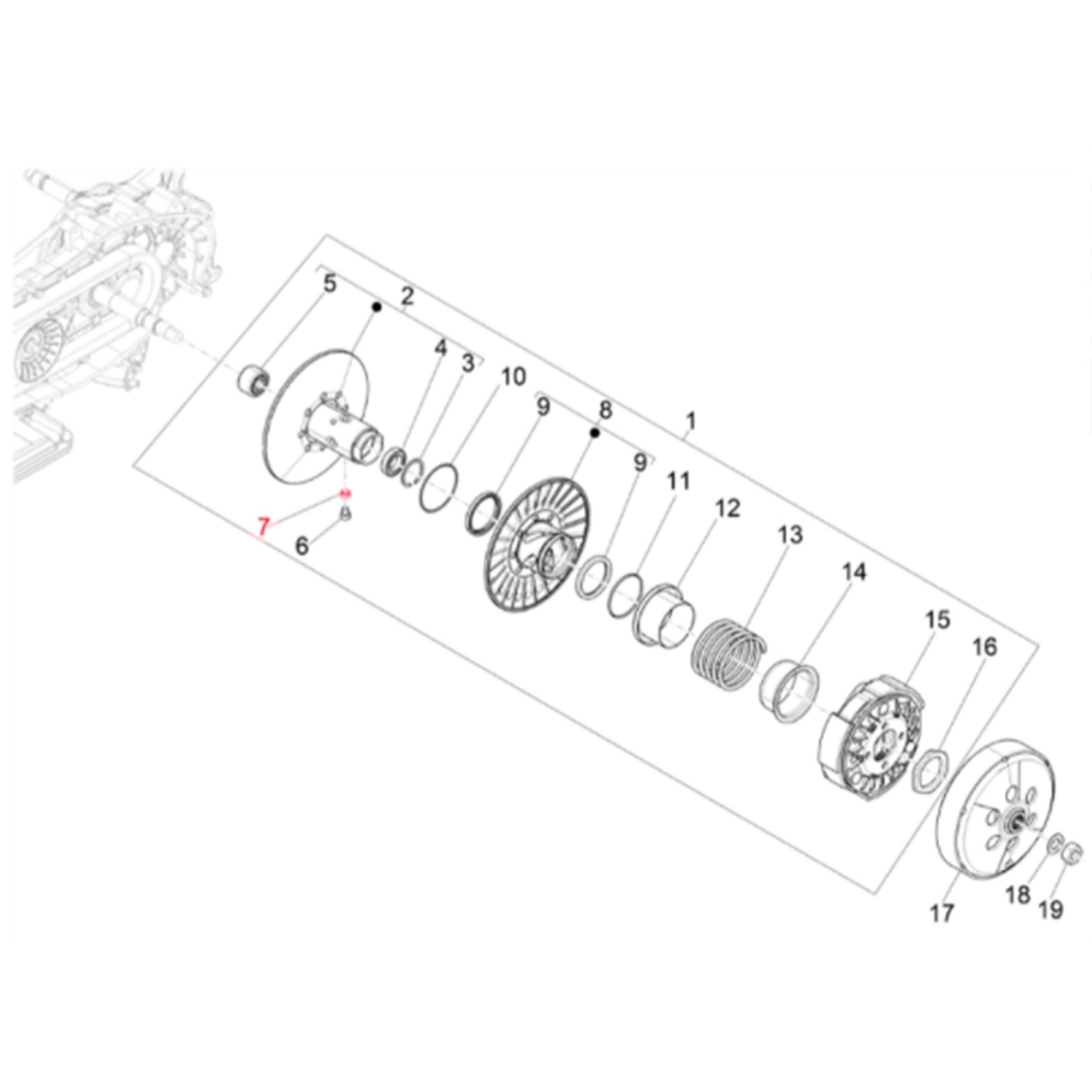 Image of Buchse PIAGGIO, Wandler/Riemenscheibe, 1A013271 für Vespa GTS/GTS Super/GTV 300ccm HPE (`18-) für Vespa GTS/GTS Super/GTV 300ccm HPE (`18-)