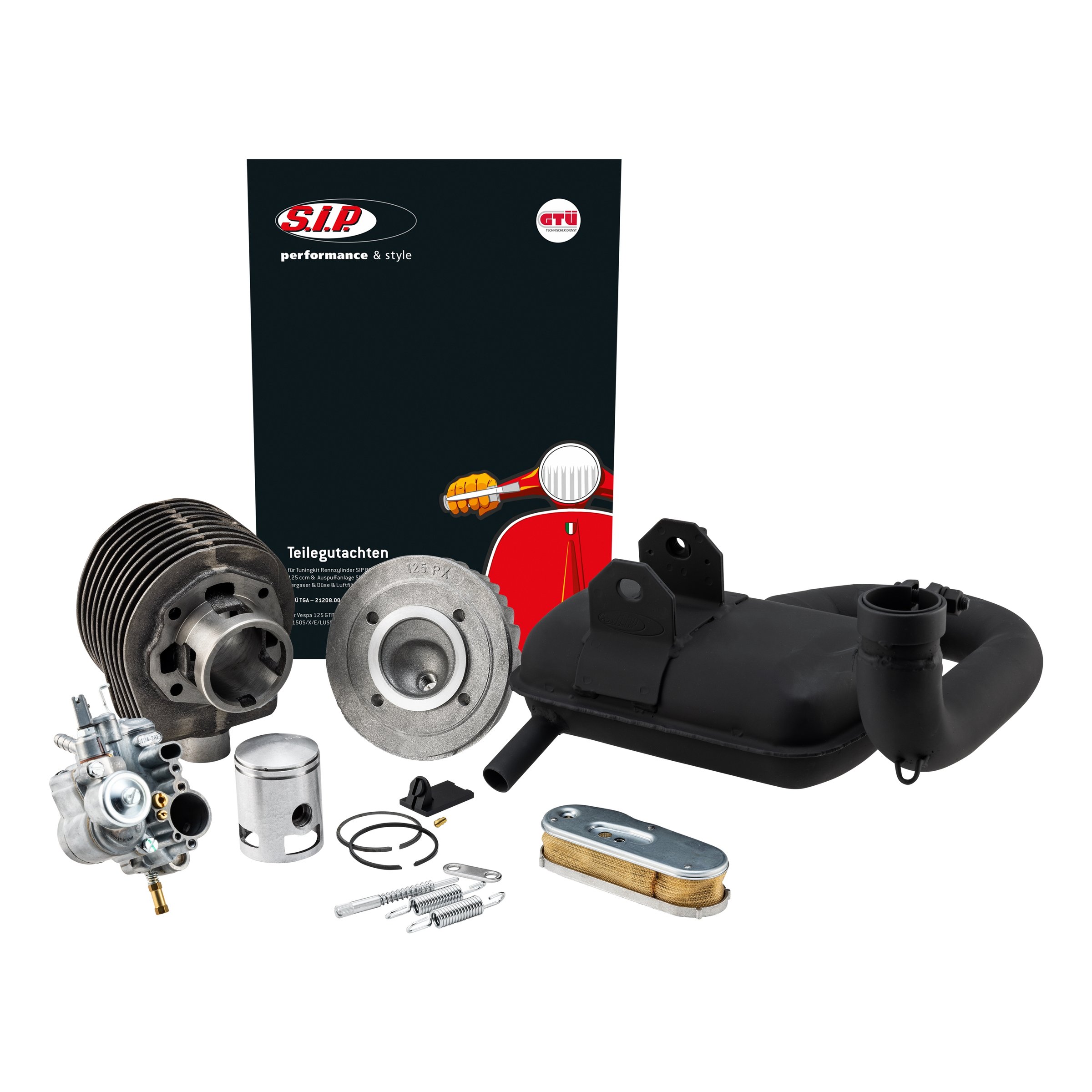 Image of Tuningkit SIP 125 ccm ROAD "Legal" für Vespa 125 GT/GTR/TS/150 Sprint/V/Super/P125-150X/PX125-150 E/P150S für Vespa 125 GT/GTR/TS/150 Sprint/V/Super/P125-150X/PX125-150 E/P150S