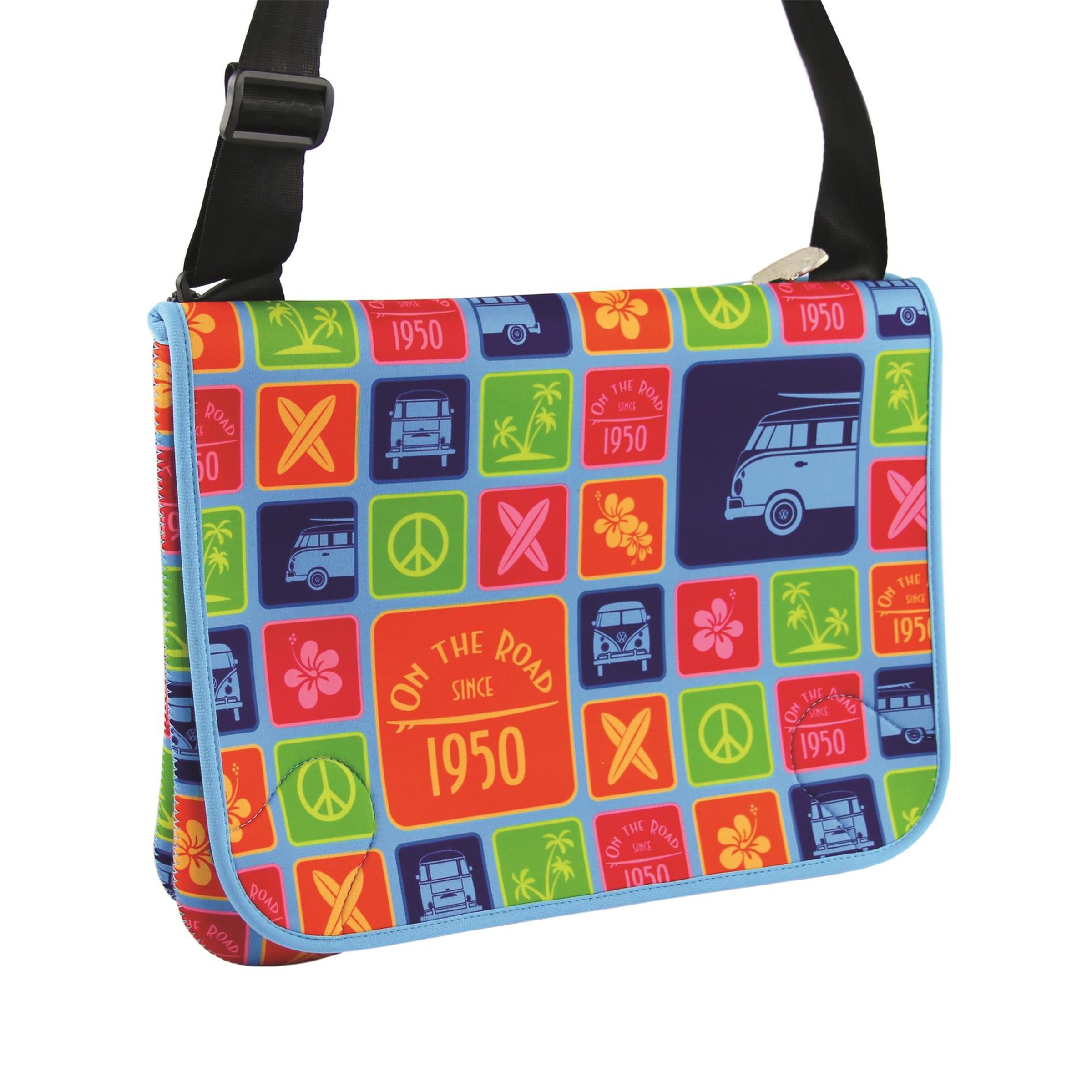 Image of Schultertasche VW Collection mit Motiv VW Bulli "Surf" bunt