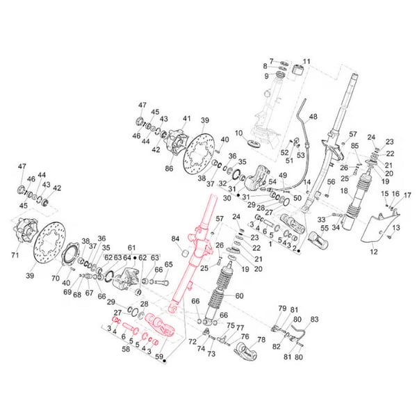 Image of Lenksäule PIAGGIO, 1C0007475 für Vespa GTS 250ccm ('12-'14)