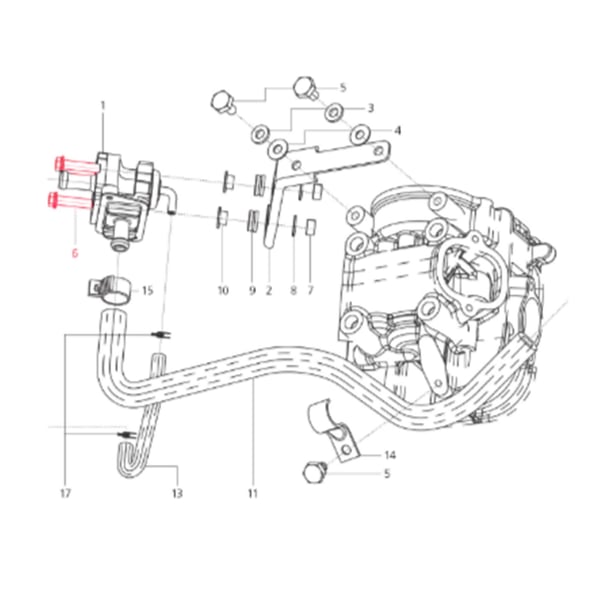Image of Schraube Sekundärluftventil M6x25 mm, Sechskant mit Flansch, LML für LML Star 125-150 4T/Star Deluxe 125-150 4S/Speedy