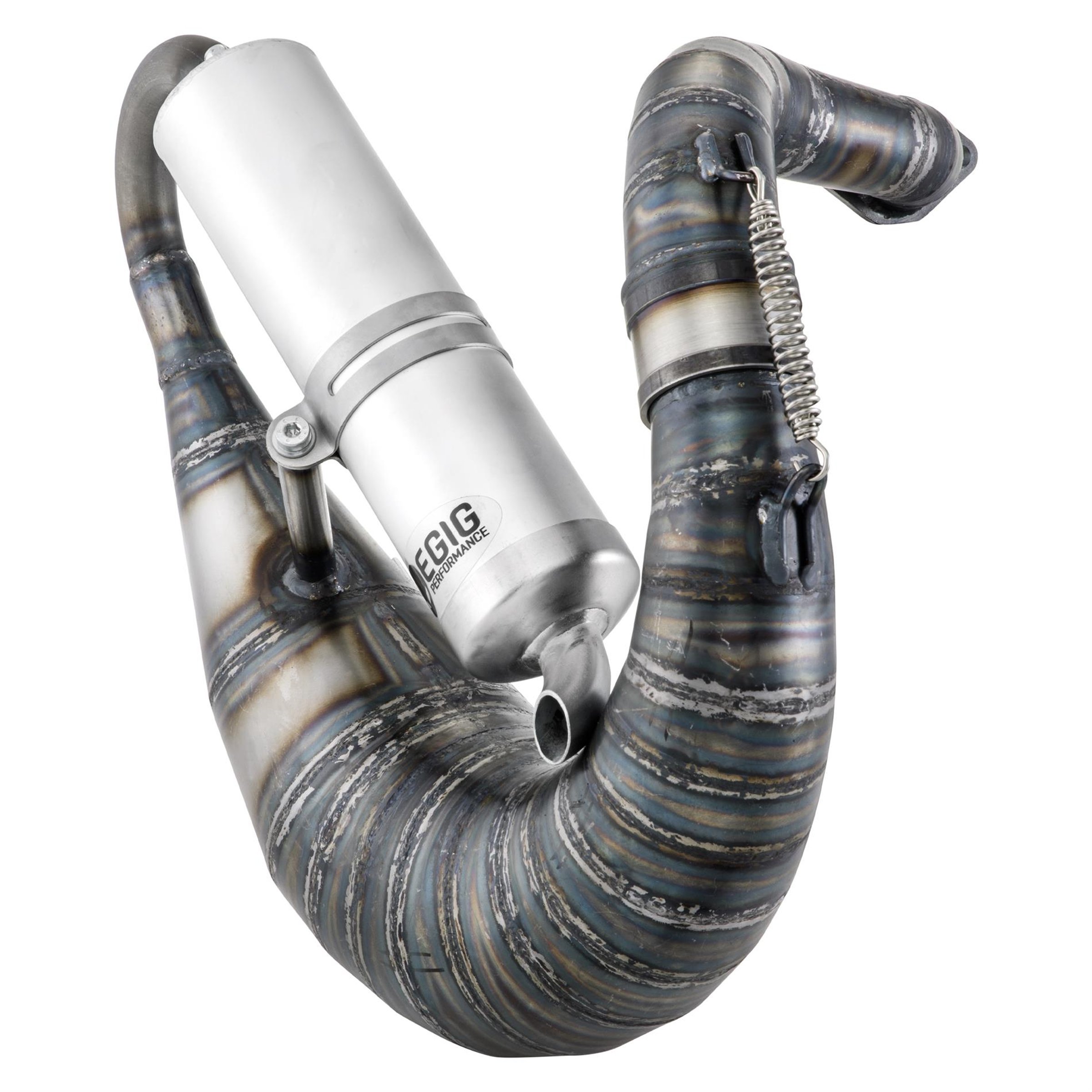Image of Rennauspuff EGIG Performance Cobra Evo, Material: Stahl unlackiert, Dämpfer: Aluminium Farbe (ESD): silber für Vespa 90/R/SS/100/125 VMA1T für Vespa 90/R/SS/100/125 VMA1T