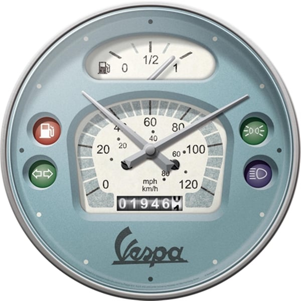 Image of Wanduhr mit Motiv Tacho Vespa grau
