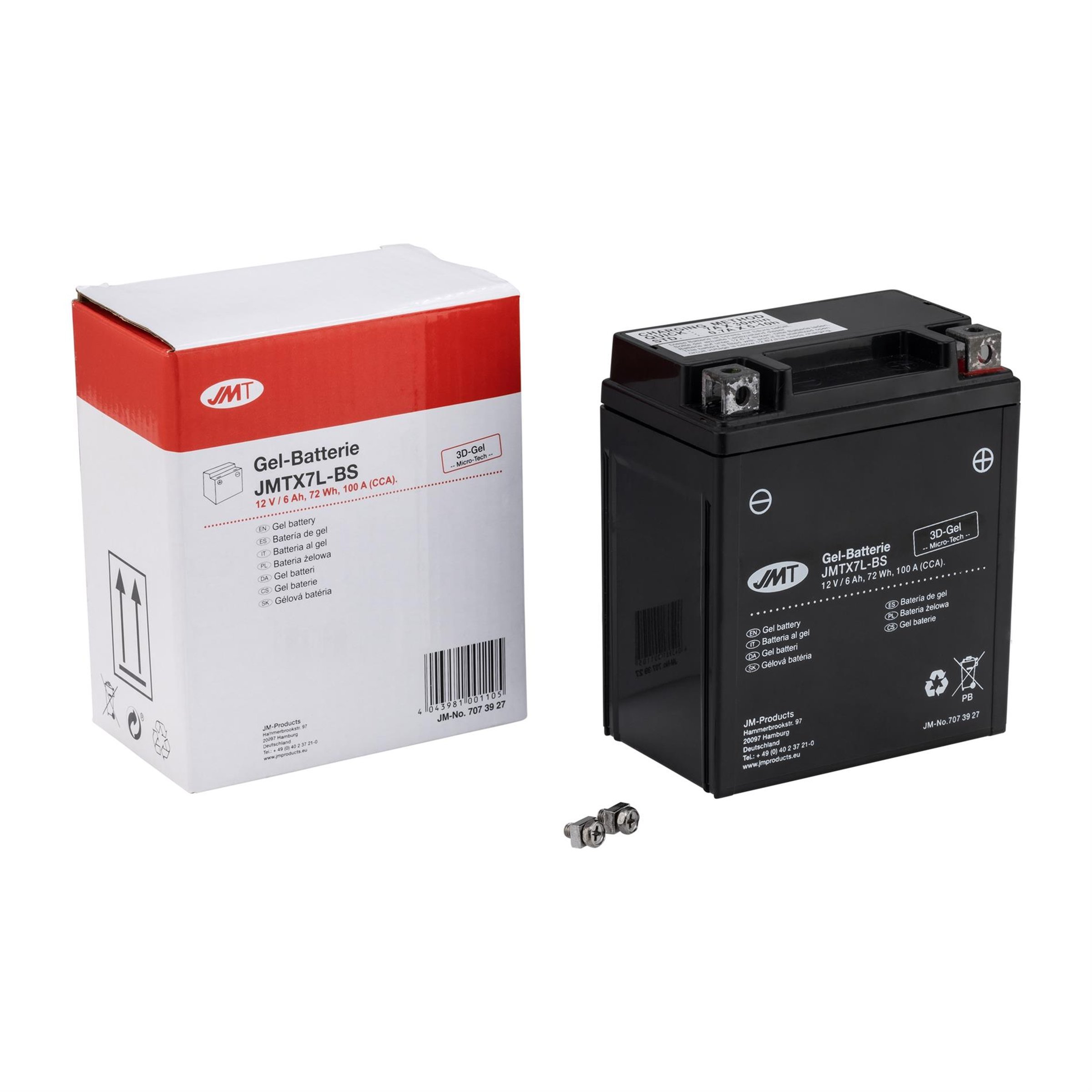 Image of Batterie JMT 12V/6Ah, YTX7L-BS, 1R000317 für Vespa Primavera/Sprint 50-150ccm/GTS 125ccm für Vespa Primavera/Sprint 50-150ccm/GTS 125ccm