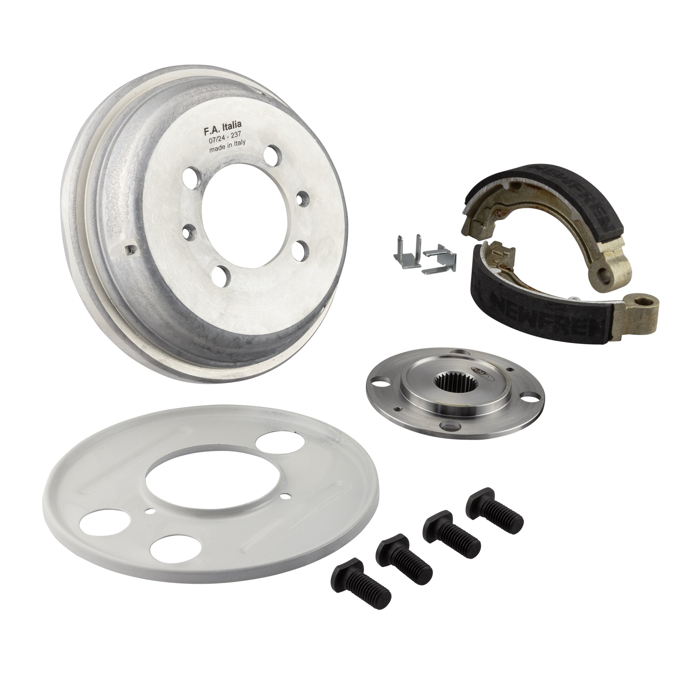 Image of Bremstrommel Umrüstkit von 10" auf 8"Reifen hinten, geschlossen für Vespa 125 V1-33/VM/VN/ACMA/Hoffmann/VNA/VNB/Super/150 VL/VB/VBA/VBB/Super/P150S für Vespa 125 V1-33/VM/VN/ACMA/Hoffmann/VNA/VNB/Super/150 VL/VB/VBA/VBB/Super/P150S