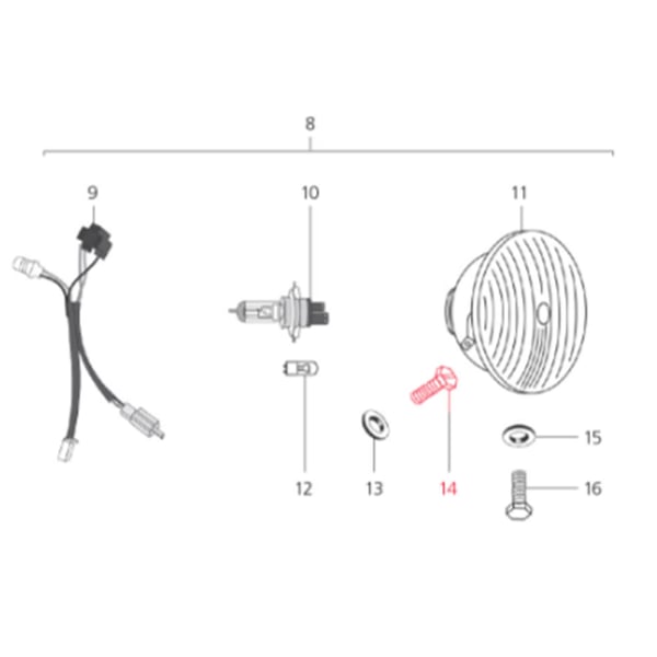 Image of Schraube Scheinwerfer M5x12 mm, Kreuzschlitz, Linsenkopf Ø 8,2mm, LML für LML Star 125-200 4T/Star Deluxe 125-150 4S/Speedy