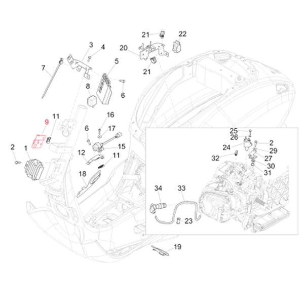 Image of Halterung PIAGGIO, Spannungsregler/CDI, unter Kaskade für Vespa Primavera/Sprint 50-150ccm