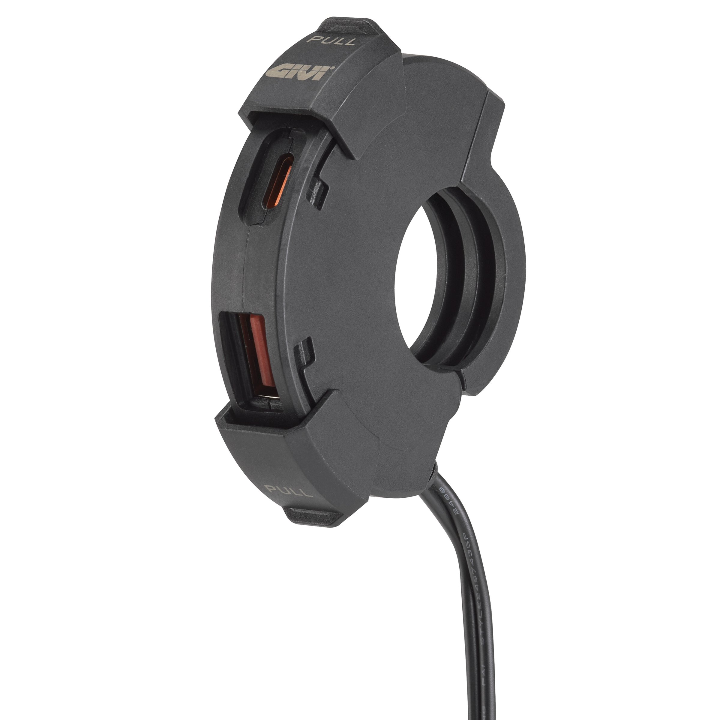 Image of USB Charger GIVI 12-24V, USB und USB-C Lenkerbuchse alle Modelle mit Rohrlenkerdurchmesser von 22 bis 25,4 mm insb. LXV 125-150ccm GTV 125-310ccm alle Modelle mit Rohrlenkerdurchmesser von 22 bis 25,4 mm insb. LXV 125-150ccm GTV 125-310ccm