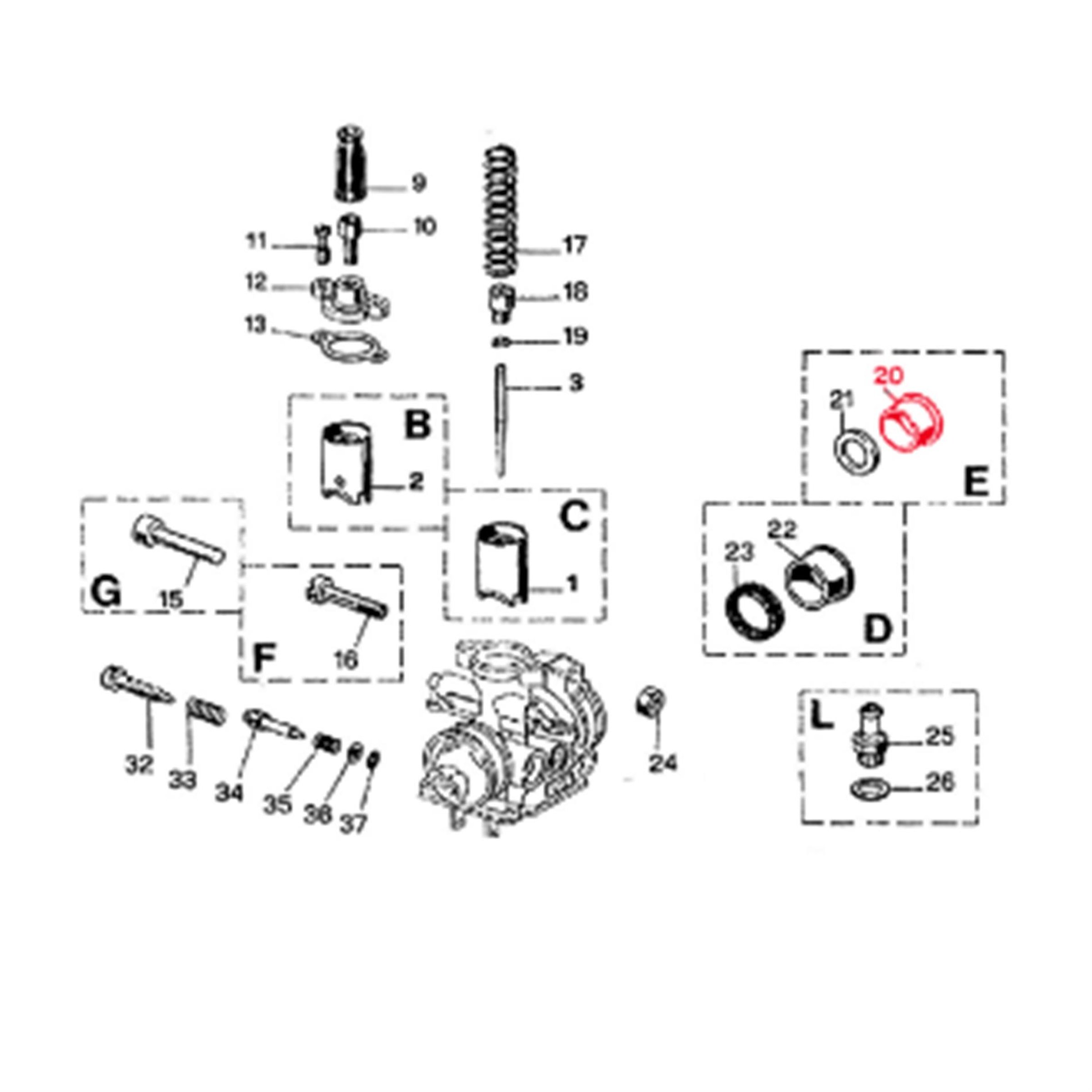 Image of Luftfilteradapter DELL'ORTO "E", für Vergaser PHBD, B12994