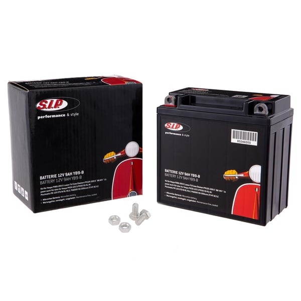 Image of Batterie SIP 12V/9Ah, YB9-B für Vespa PX80-200 E Lusso-T5/Cosa Elestart/PX125-200 E '98/MY/'11 für PIAGGIO 50-200ccm 2T/4T AC/LC