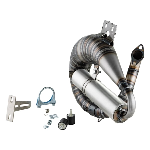 Image of Rennauspuff EGIG Performance MAMBA S, Stahl unlackiert, Dämpfer: Aluminium Farbe (ESD): silber für Vespa 90/R/SS/100/125 VMA1T