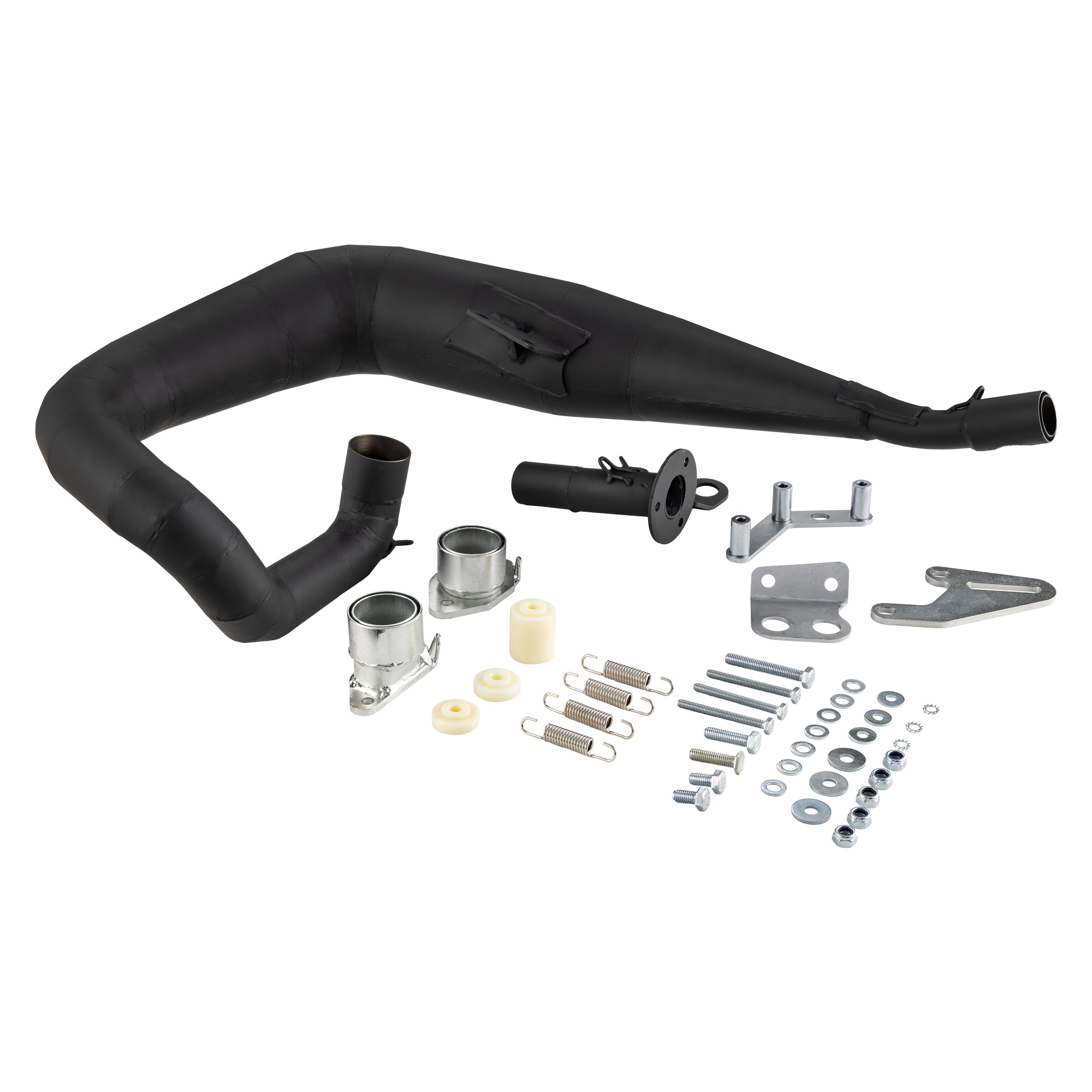 Image of Rennauspuff JL RST, Material: Stahl schwarz, Dämpfer: OHNE Endschalldämpfer für Lambretta 125 LI/LIS/DL/GP/150 LI/LIS/SX/DL/GP/175 TV 2°-3°/200 TV/SX/DL/GP für Lambretta 125 LI/LIS/DL/GP/150 LI/LIS/SX/DL/GP/175 TV 2°-3°/200 TV/SX/DL/GP