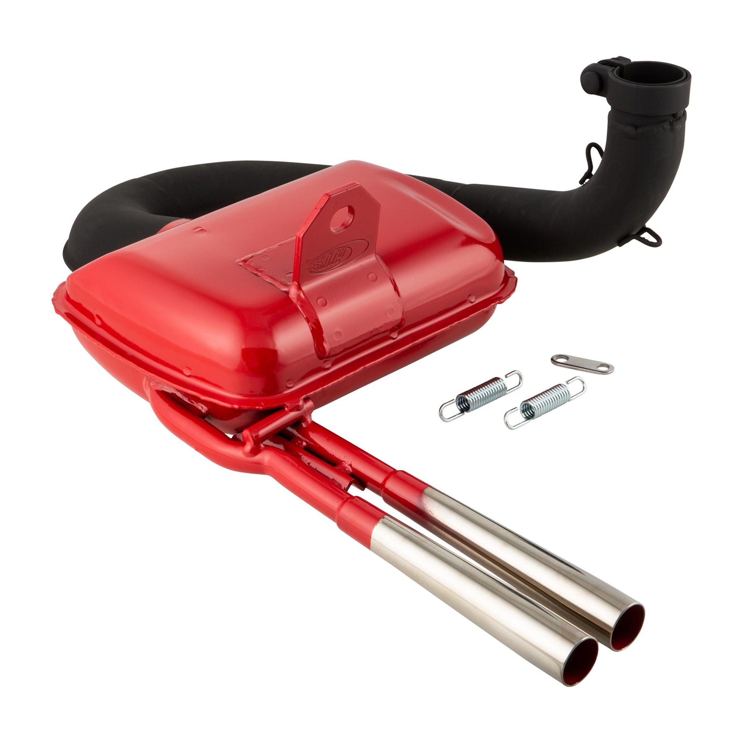 Image of Rennauspuff SIP ROAD 3.0 Sport Optik 87565, Material: Stahl rot, Farbe (ESD): chrom für Vespa 125 VNA/VNB/GT/GTR/Super/150 VBA/VBB/GL/Sprint/Super/T4 für Vespa 125 VNA/VNB/GT/GTR/Super/150 VBA/VBB/GL/Sprint/Super/T4