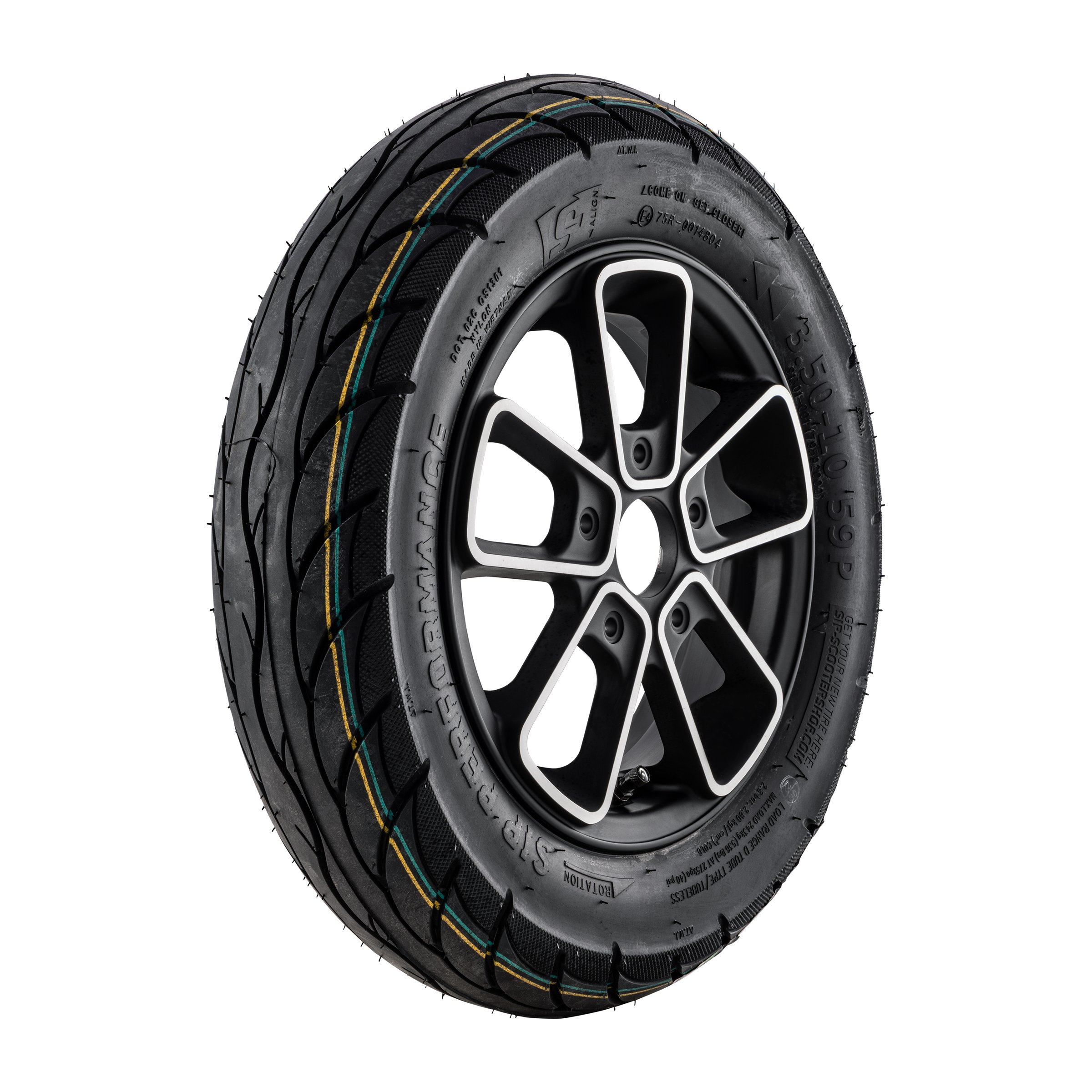 Image of Komplettrad SIP Performance 3.50-10 59P TL/TT für PIAGGIO ZIP II/SP/ZIP2000/Vespa ET2/ET4 50-150 für PIAGGIO ZIP II/SP/ZIP2000/Vespa ET2/ET4 50-150