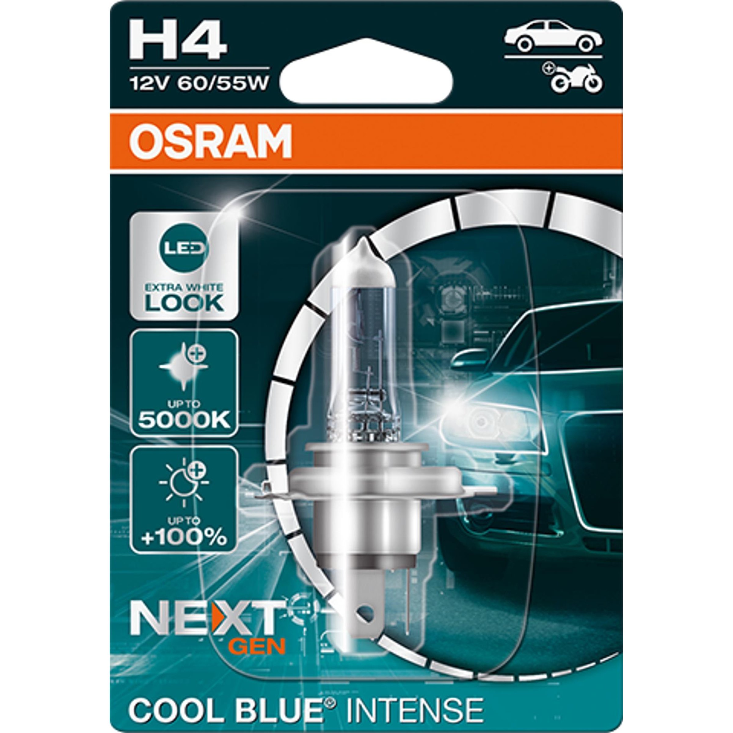Image of Birne OSRAM Cool Blue INTENSE 12V/60/55W, Sockel: P43T/H4 Scheinwerfer Scheinwerfer