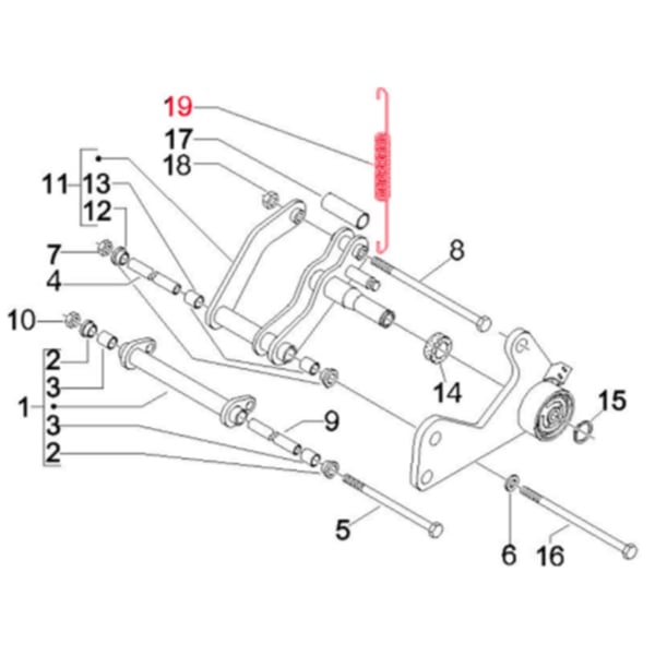 Image of Feder PIAGGIO, Schwingarm, 599059 für Vespa GTS/GTS Super/GTV/GT 60/GT/GT L 125-300ccm