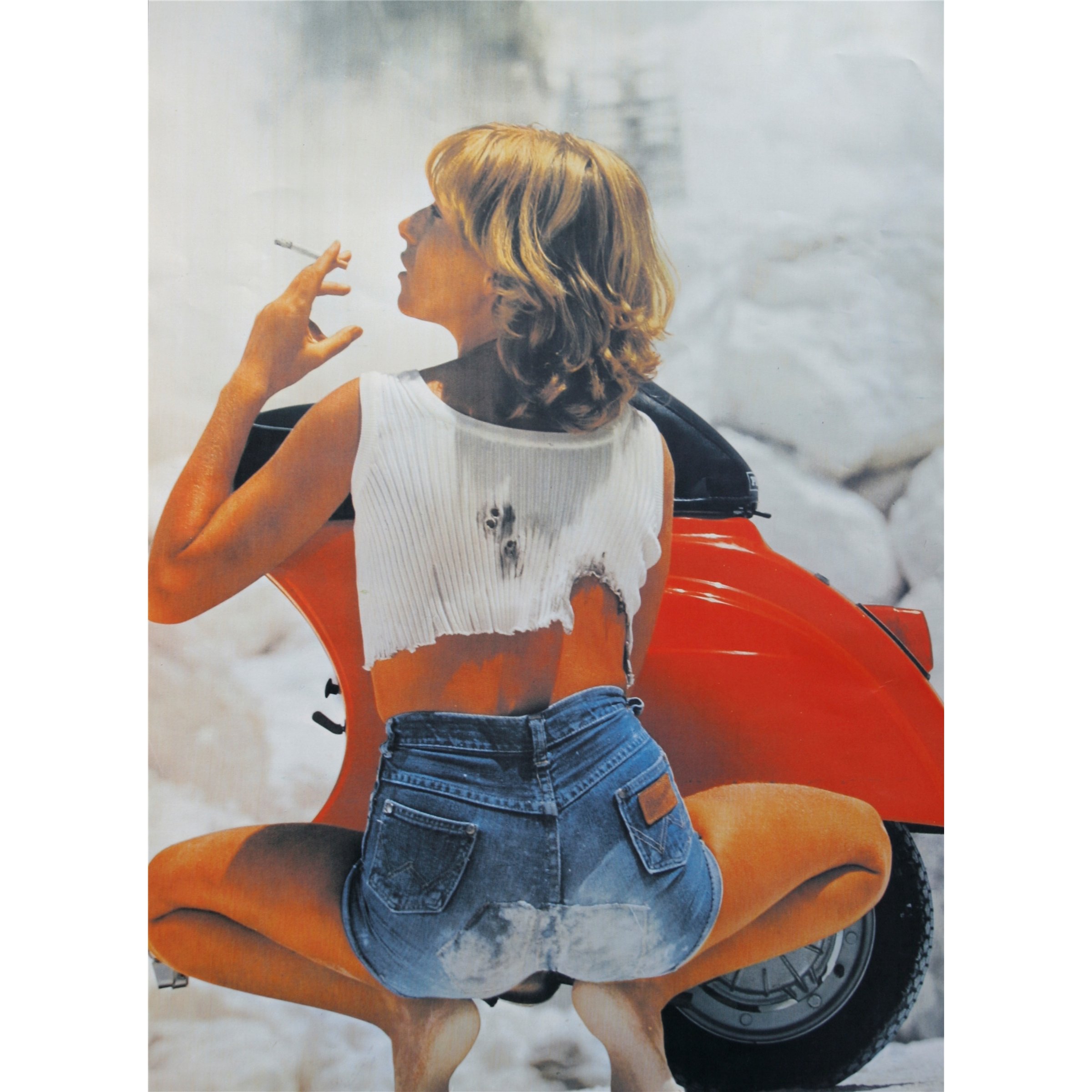 Image of Poster mit Motiv "Vespa V50 - Frau mit Zigarette"