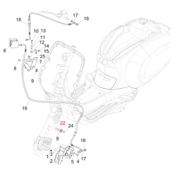Image of Schelle Bremsleitung, vorne, PIAGGIO für Vespa Primavera/Sprint 50-150ccm