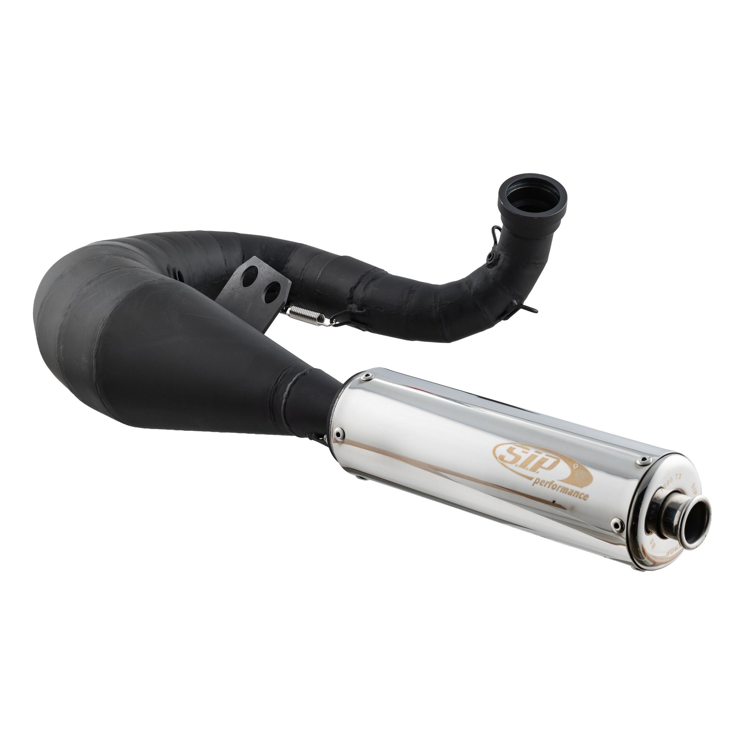 Image of Rennauspuff SIP Performance R2 Design by NORDSPEED, Material: Stahl schwarz, Dämpfer: Edelstahl Farbe (ESD): silber für Vespa 200 Rally/P200E/PX200 E/Lusso/'98/MY/Cosa 1 200 für Vespa 200 Rally/P200E/PX200 E/Lusso/'98/MY/Cosa 1 200