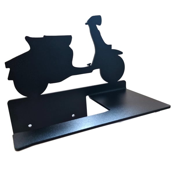 Image of Toilettenpapierhalter MRP Lammy mit Motiv Lambretta Motorroller schwarz pulverbeschichtet