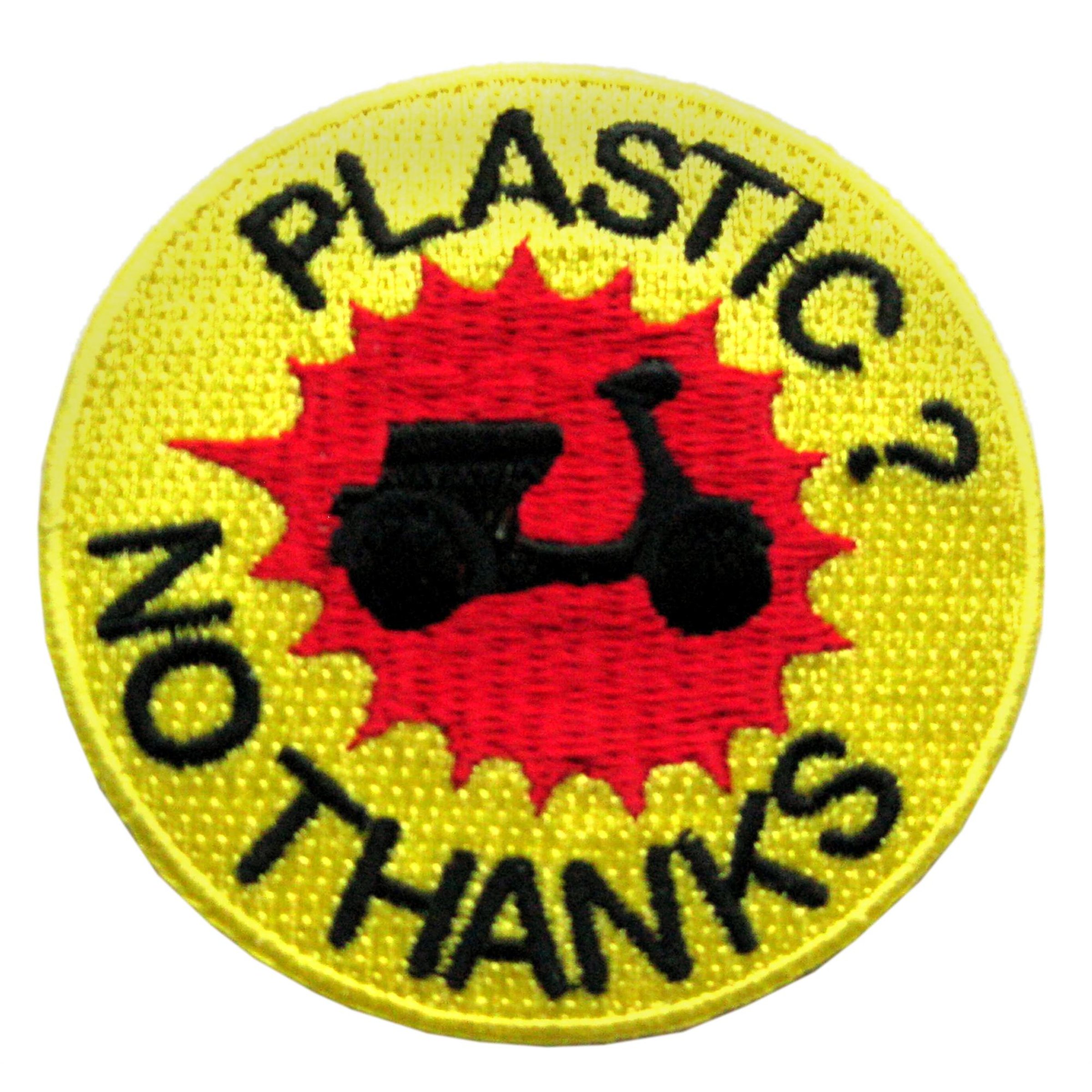 Image of Aufnäher mit Motiv "PLASTIC? NO THANKS"