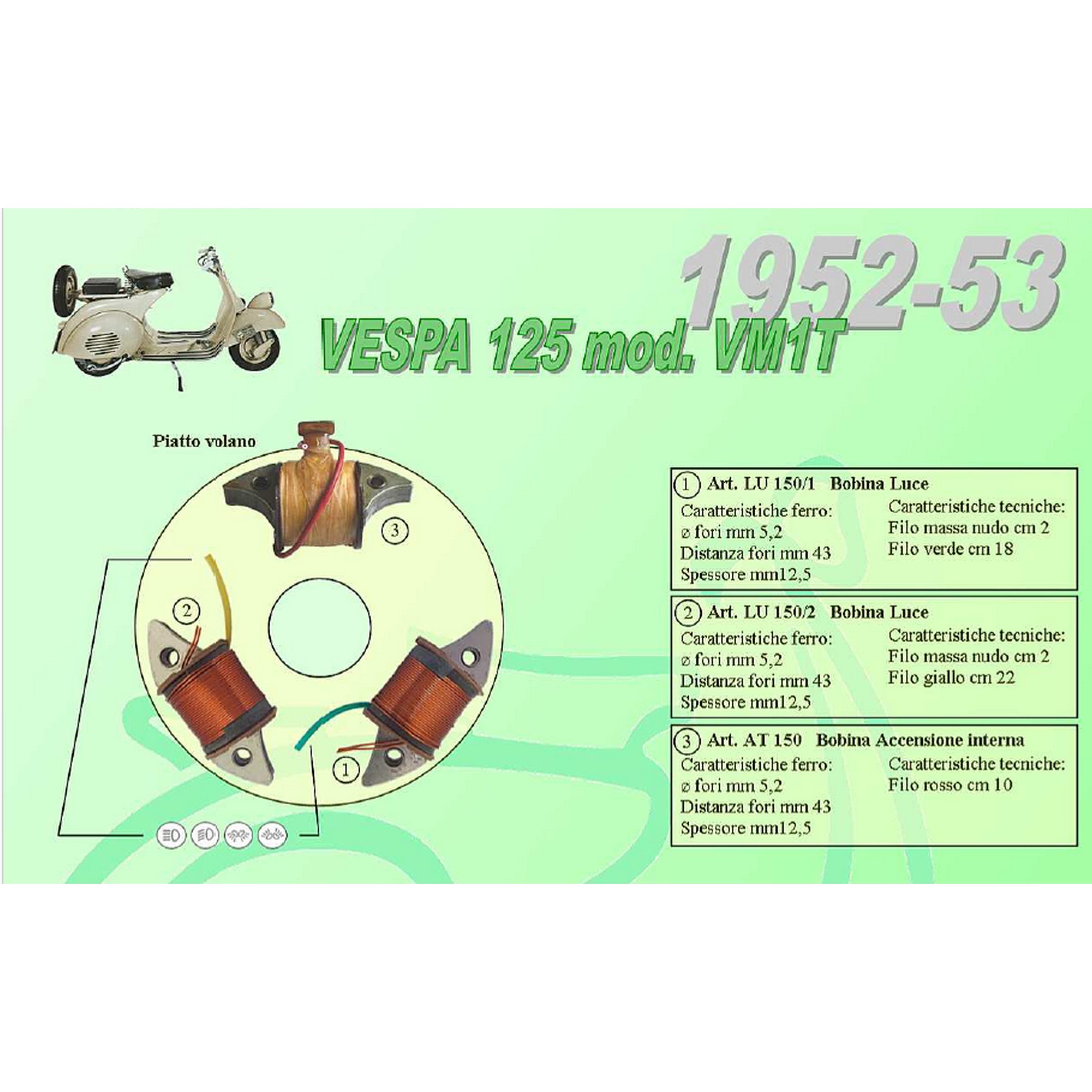 Image of Zündspule CEAB innenliegend, 20840 - 20841 - AT124 für Vespa 125 VM/VN/APE AB 1-2 für Vespa 125 VM/VN/APE AB 1-2