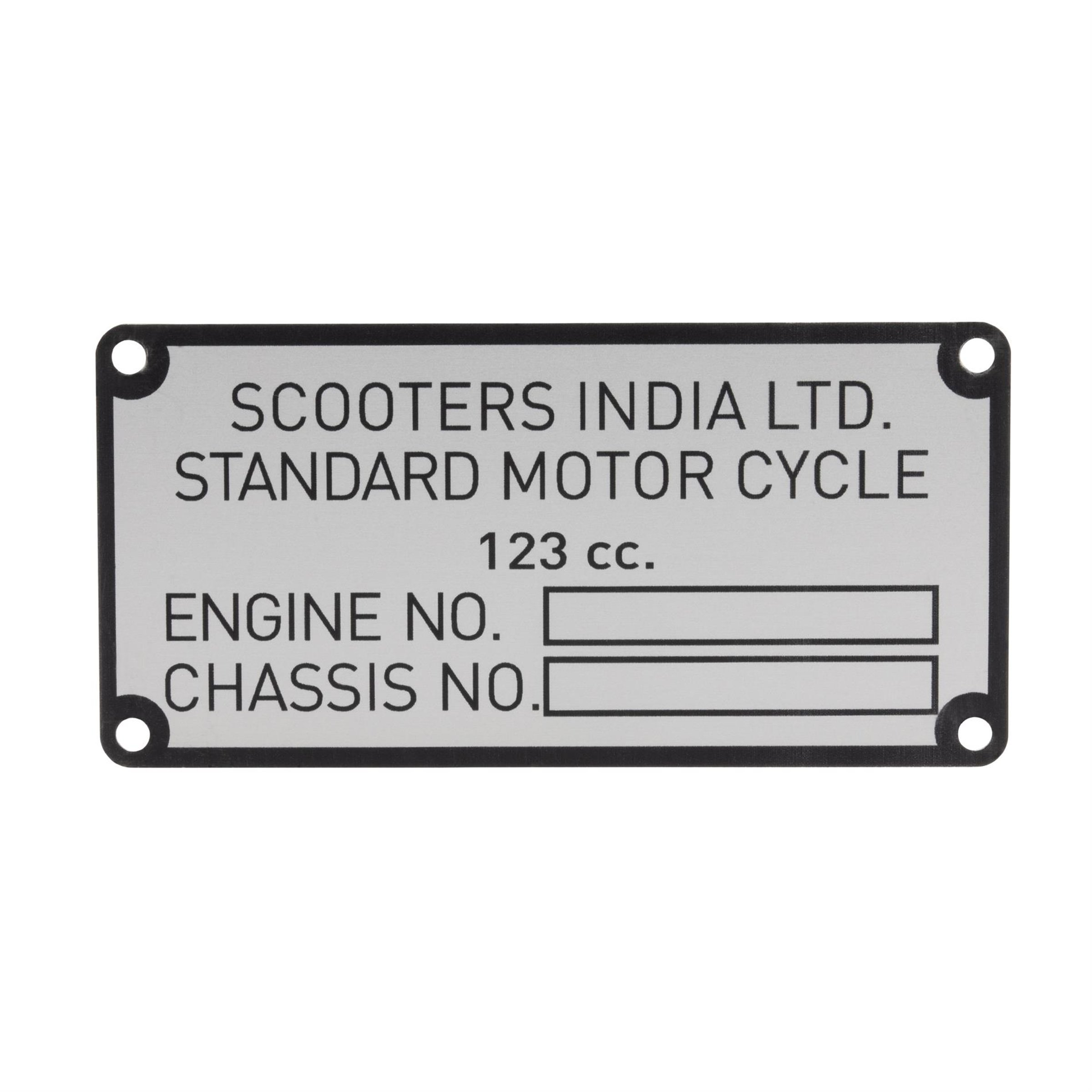 Image of Typenschild Scooters India Ltd für Lambretta 125 GP für Lambretta 125 GP