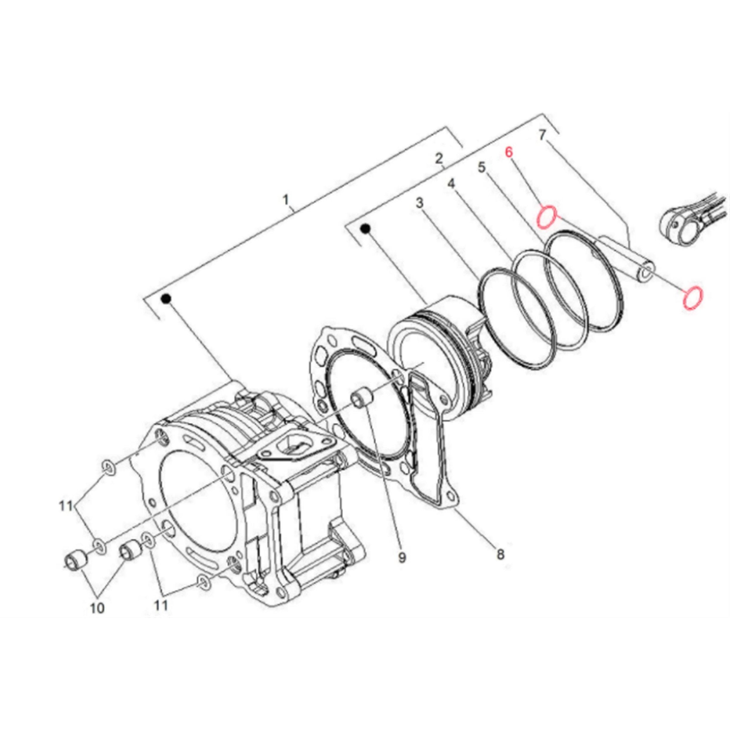 Image of Kolbenbolzenclip für PIAGGIO Quasar 300ccm 4T LC i.e. für PIAGGIO Quasar 300ccm 4T LC i.e.