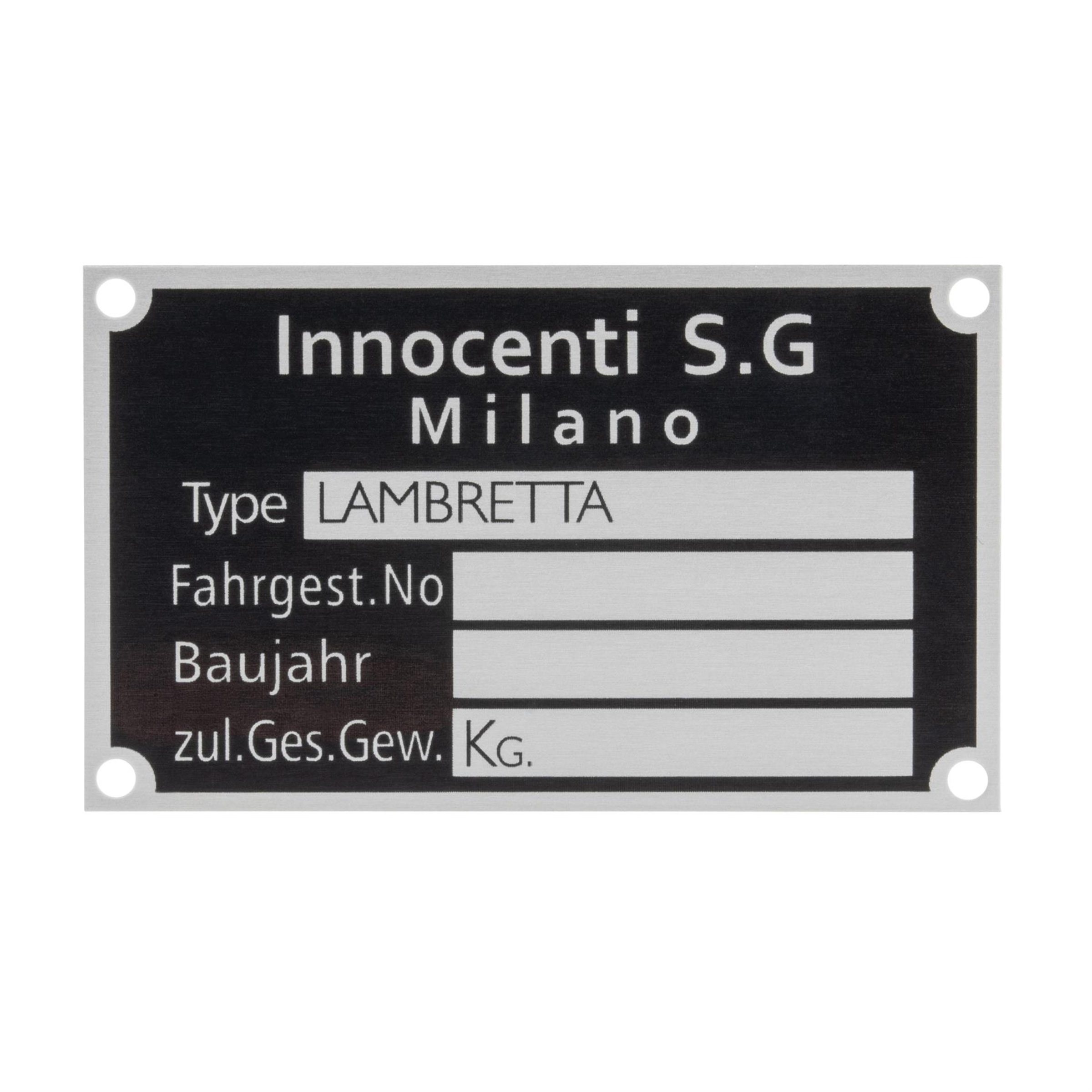 Image of Typenschild Innocenti S.G Milano für Lambretta für Lambretta