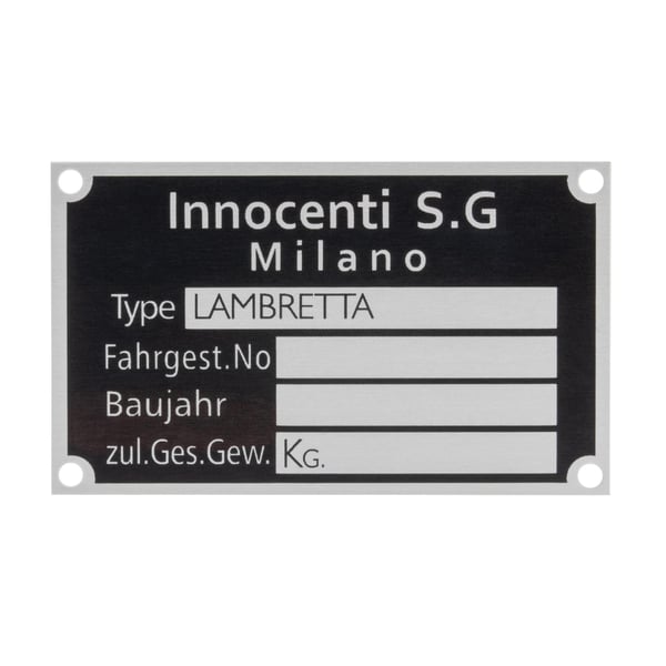 Image of Typenschild Innocenti S.G Milano für Lambretta