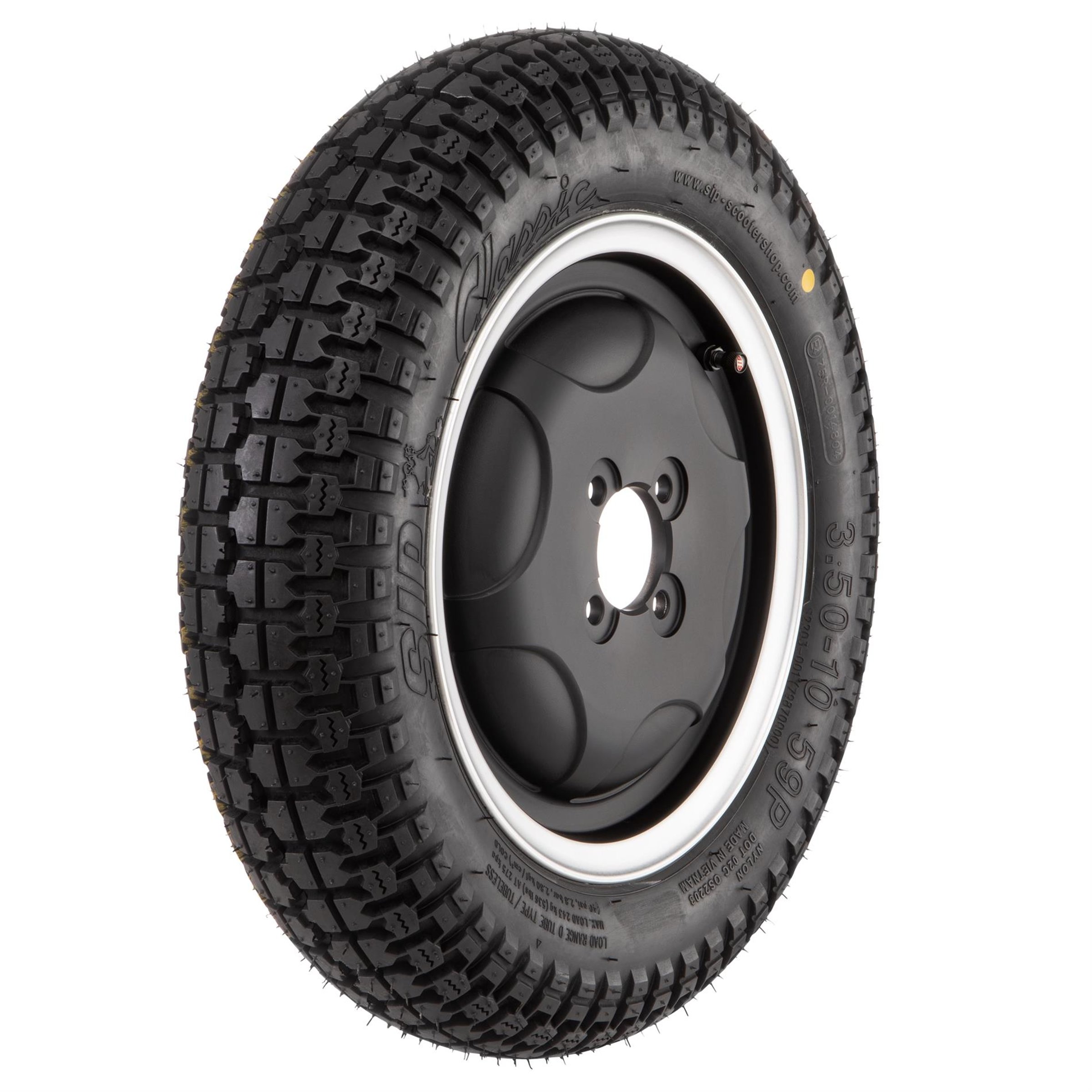 Image of Komplettrad SIP Classic 3.50-10 59P TL/TT für Vespa 150 T2/T3/150 GS VS1-4T/(D) für Vespa 150 T2/T3/150 GS VS1-4T/(D)