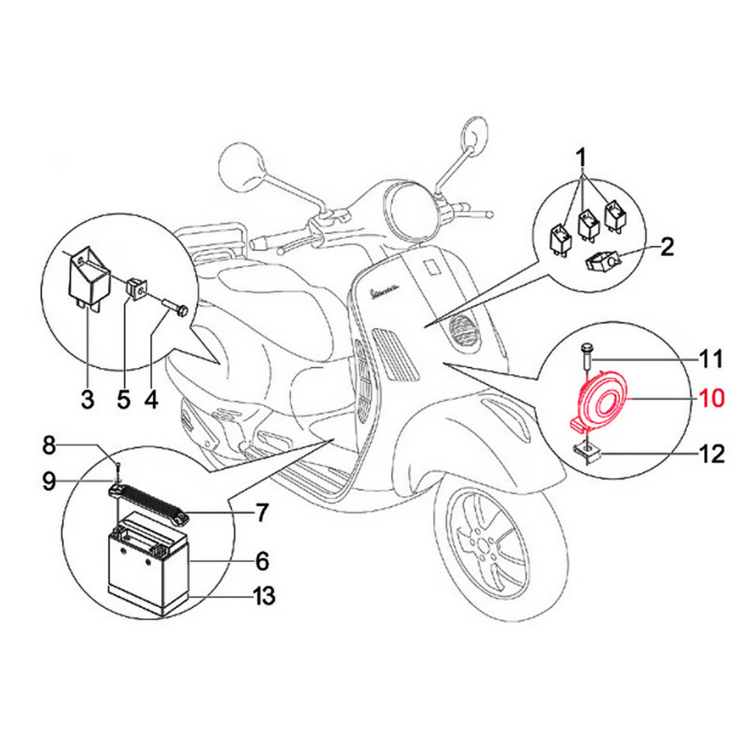Image of Hupe PIAGGIO für Vespa GTS/GTS Super/GTV/GT 60 125-300ccm für Vespa GTS/GTS Super/GTV/GT 60 125-300ccm