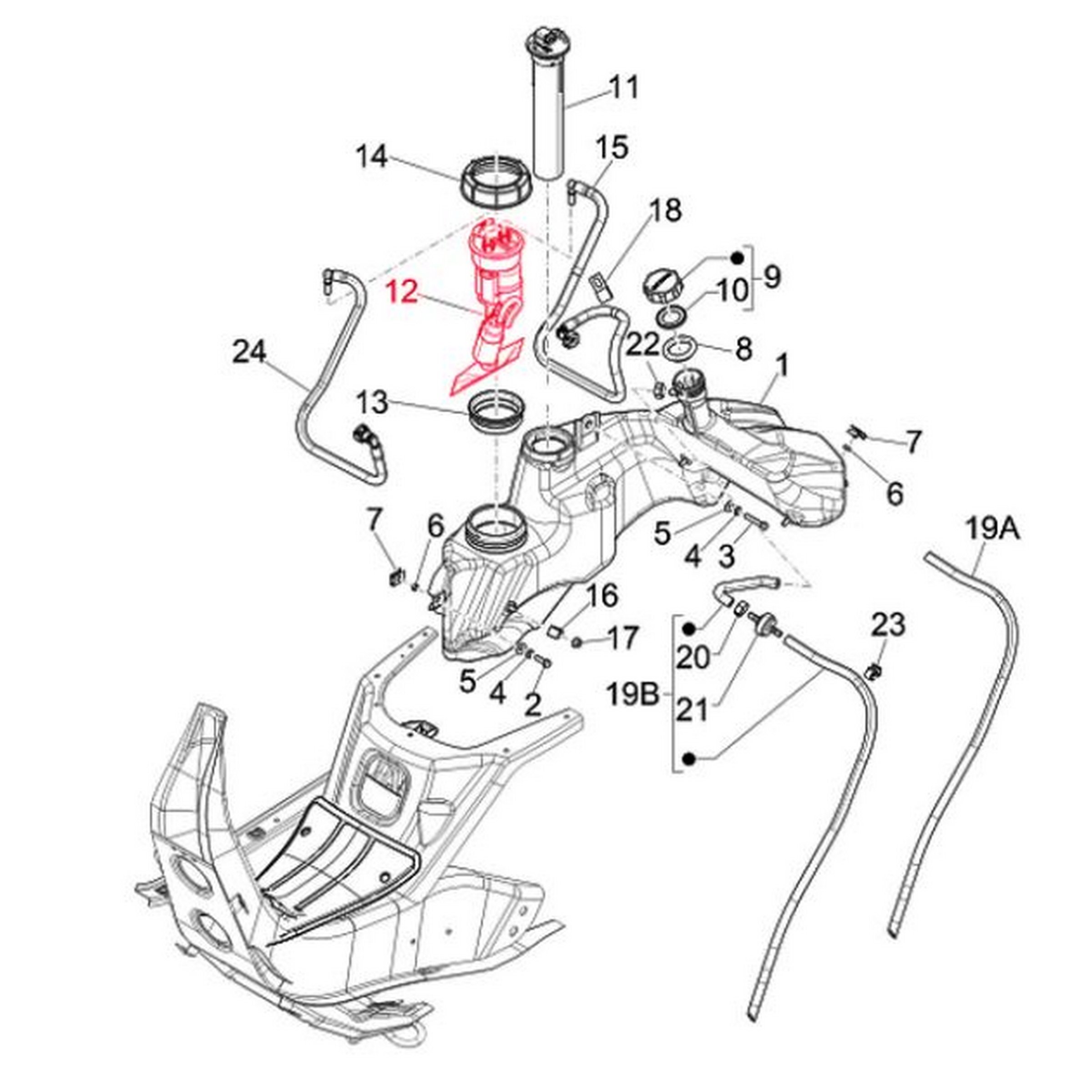 Image of Benzinpumpe PIAGGIO für Vespa GTS/GTS Super/GTV 300ccm HPE (`18-) für Vespa GTS/GTS Super/GTV 300ccm HPE (`18-)