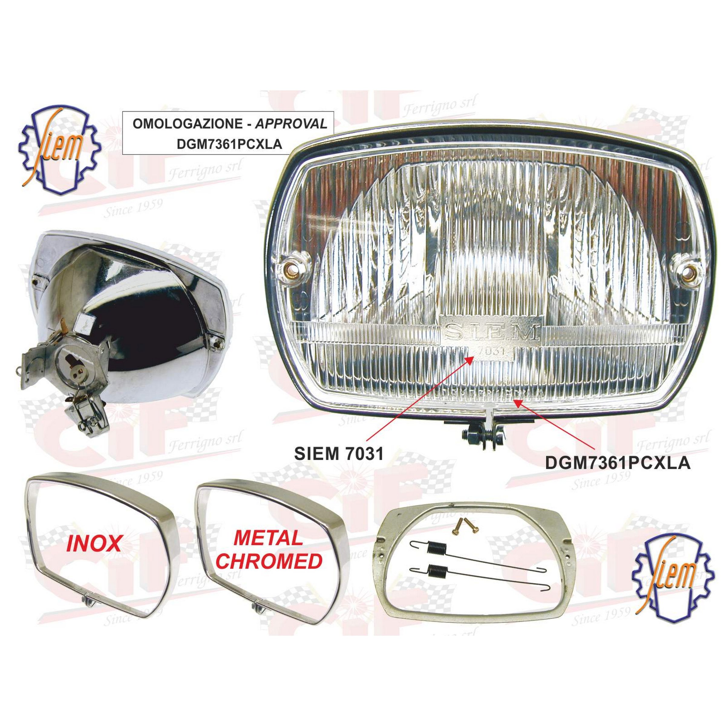 Image of Scheinwerfer CIF 123518 - 191192 trapezförmig Ø 90x140 mm für Vespa 50 Special/Elestart für Vespa 50 Special/Elestart