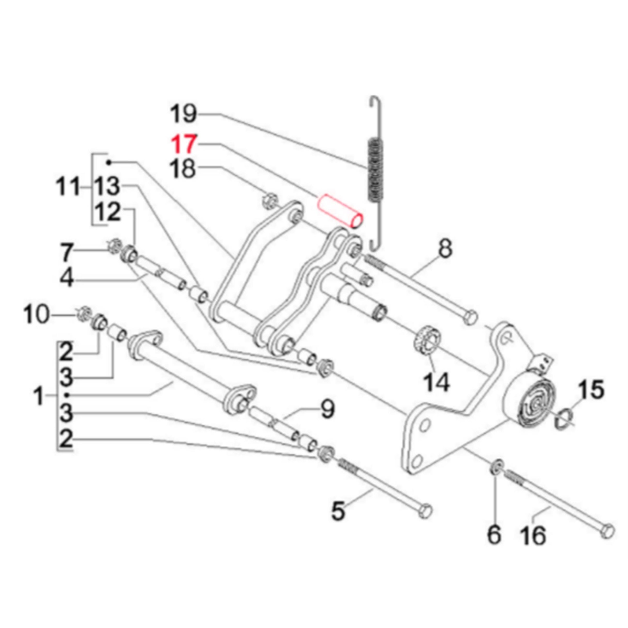 Image of Distanzrohr Schwingarm 55 mm Ø 16 mm, PIAGGIO für Vespa GTS/GTS Super/GTV/GT 60/GT/GT L 125-300ccm für Vespa GTS/GTS Super/GTV/GT 60/GT/GT L 125-300ccm
