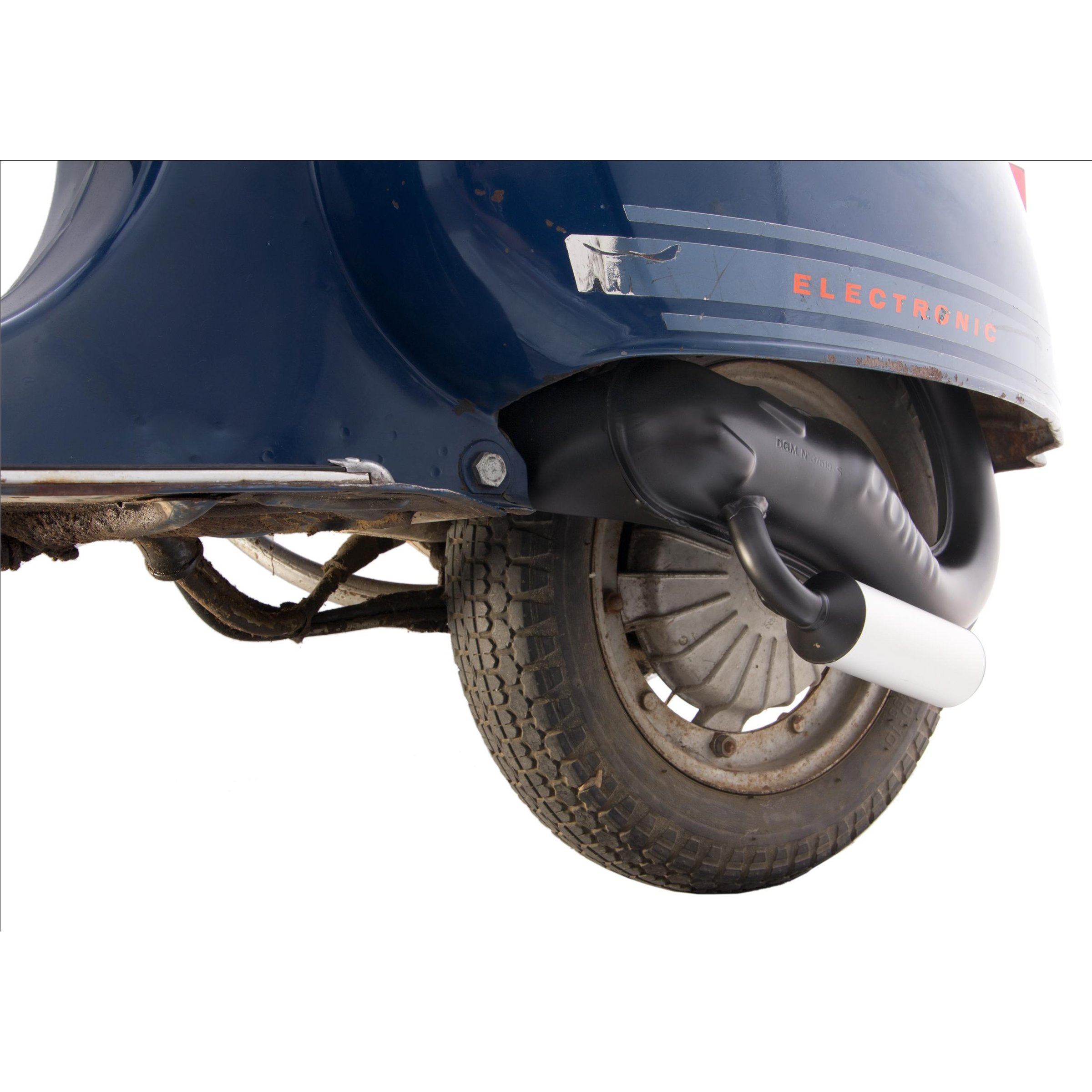Image of Rennauspuff POLINI Banane 200.2030/S, Material: Stahl schwarz, Dämpfer: Aluminium Farbe (ESD): silber für Vespa 50/N/L/R/S/Special/SR/SS für Vespa 50/N/L/R/S/Special/SR/SS