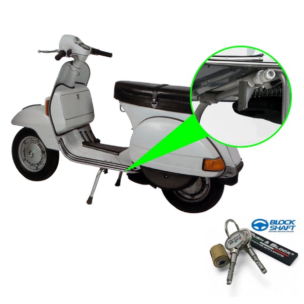 Image of Sicherheitsschloss PUSH & BLOCK Hauptständer silber für Vespa PX