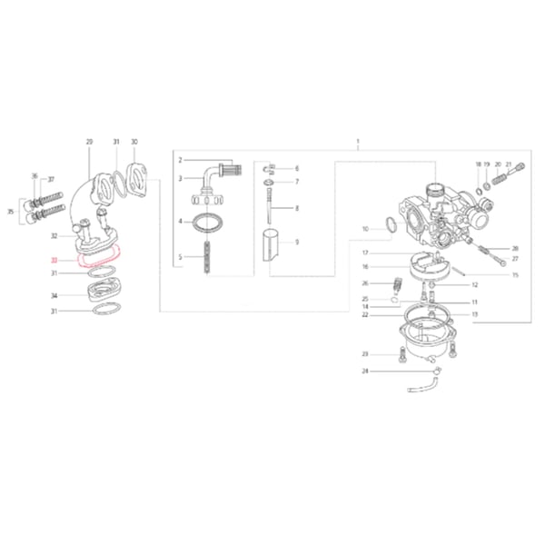 Image of Dichtung LML Ansaugstutzen/Motor, SF214-0136 für LML Star 200 4T