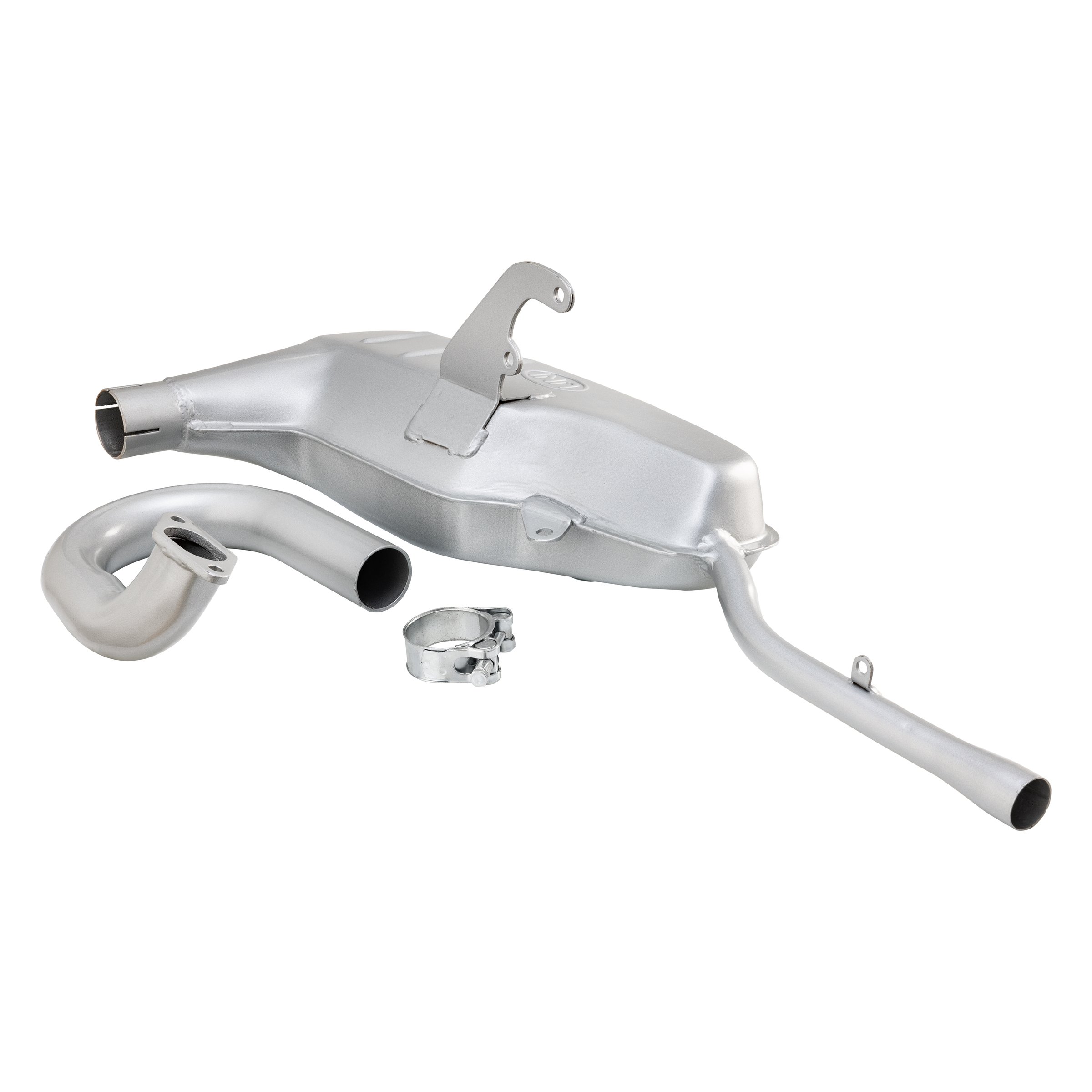 Image of Rennauspuff UNI Auto CLUBMAN, Material: Stahl silber für Lambretta 125 LI/LIS/DL/GP/150 LI/LIS/SX/DL/GP/175 TV 2°-3°/200 TV/SX/DL/GP für Lambretta 125 LI/LIS/DL/GP/150 LI/LIS/SX/DL/GP/175 TV 2°-3°/200 TV/SX/DL/GP