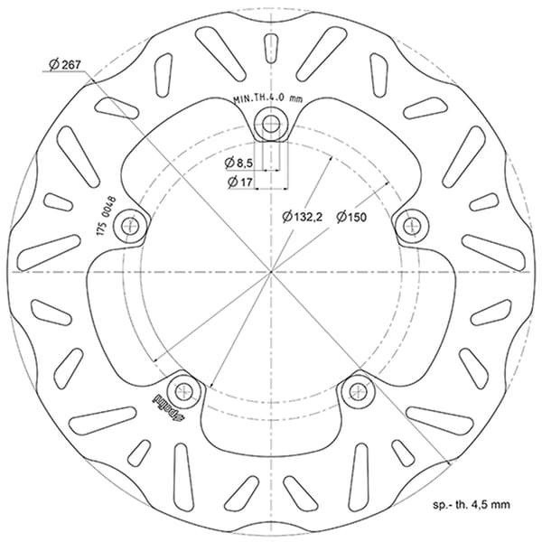 Image of Bremsscheibe POLINI 175.0048 für YAMAHA Mayesty/T-Max/X-Max 125-530ccm