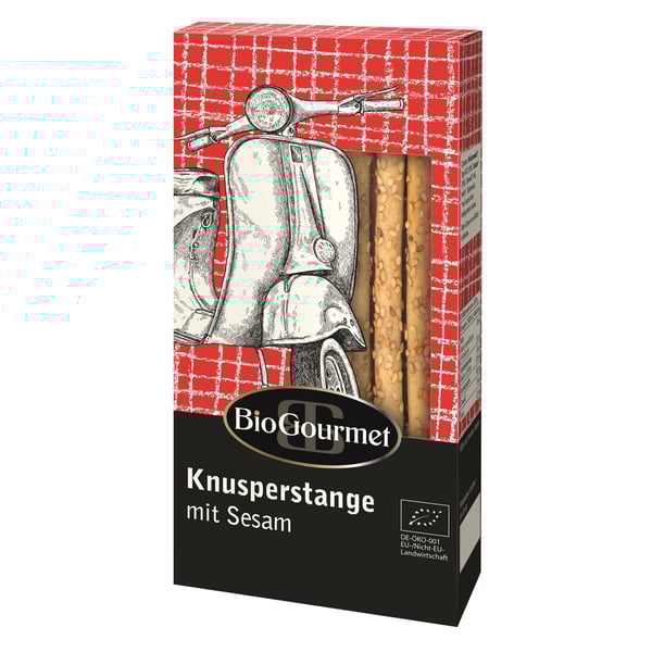 Image of Knusperstange BIO GOURMET mit Sesam mit Motiv Vespa Motorroller