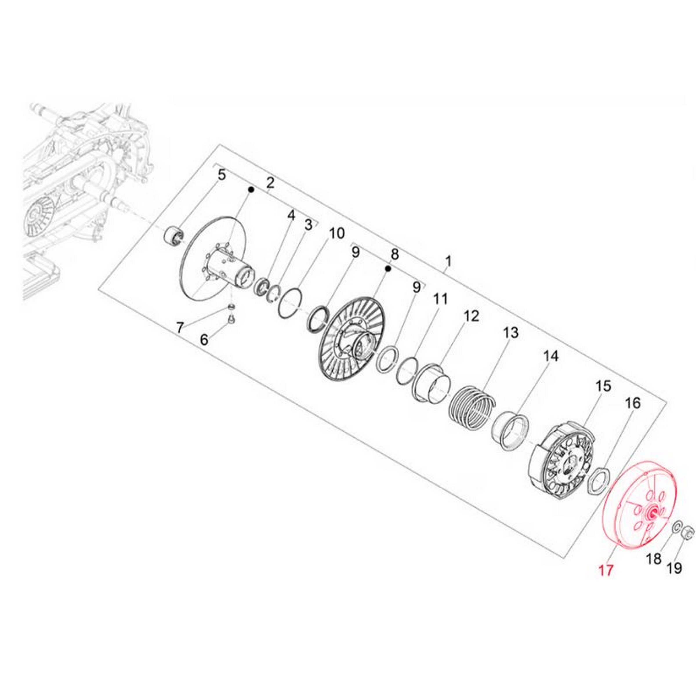 Image of Kupplungsglocke PIAGGIO 1A003991 für Vespa GTS/GTS Super/GTV 300ccm HPE (`18-) für Vespa GTS/GTS Super/GTV 300ccm HPE (`18-)
