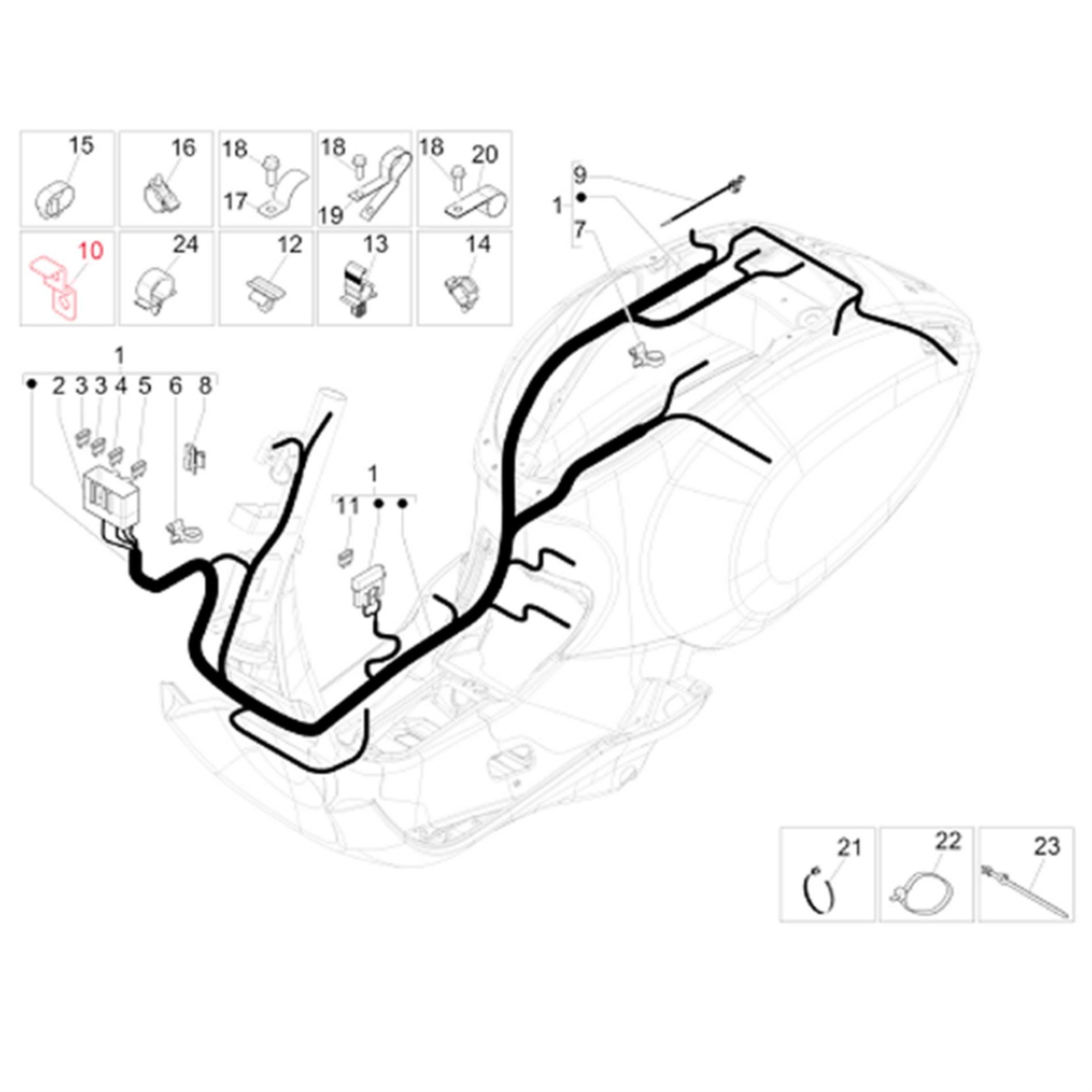 Image of Halteblech PIAGGIO, Kabelbaum, 680036 für Vespa LX/Primavera/Sprint 125-150ccm für Vespa LX/Primavera/Sprint 125-150ccm