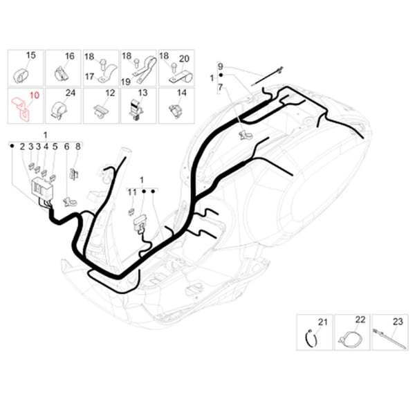 Image of Halteblech PIAGGIO, Kabelbaum, 680036 für Vespa LX/Primavera/Sprint 125-150ccm